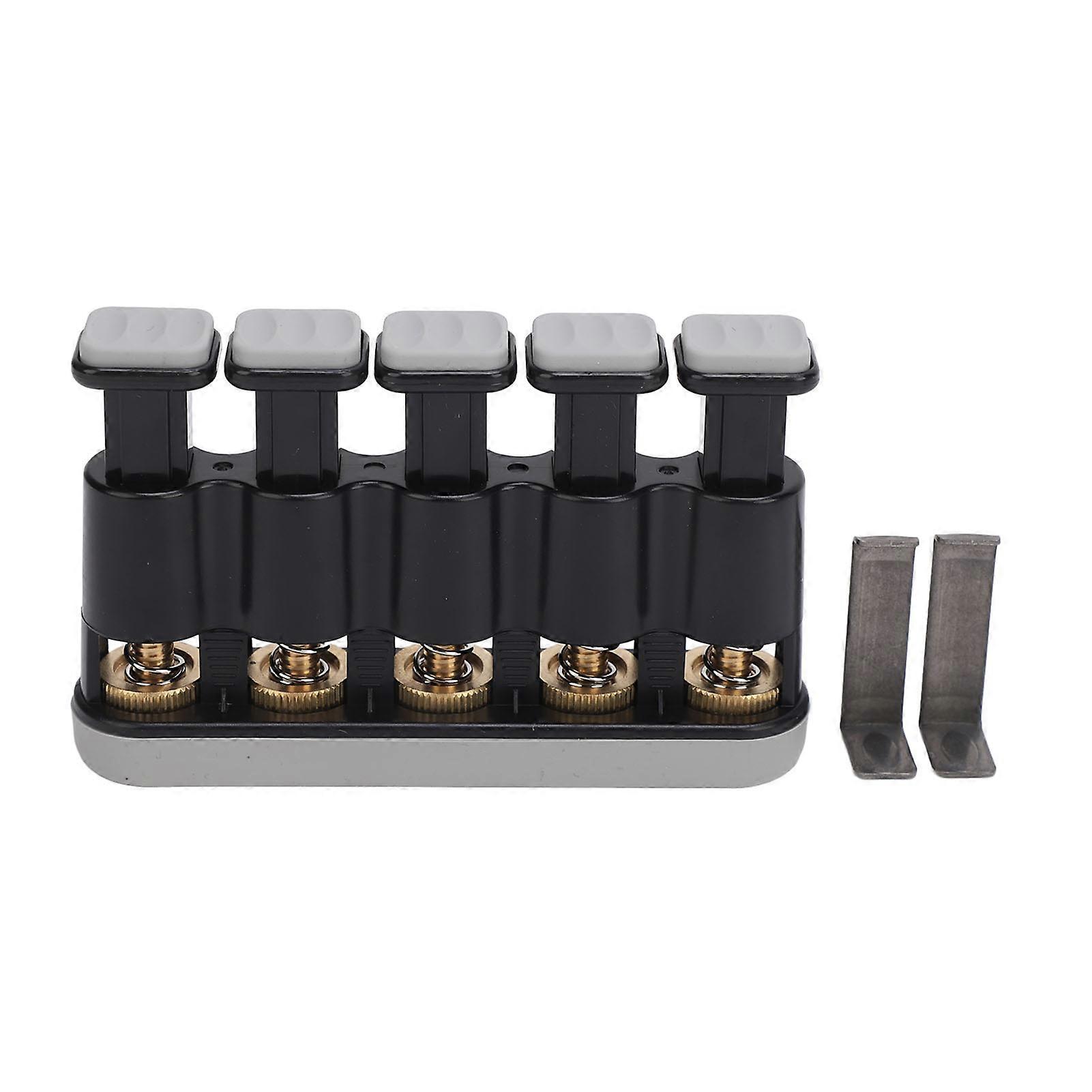 Finger Strengthener 3 to 8.5 Lbs Tension Adjustable Soft Button Cap Anti Slip Grip Exerciser for Guitar Piano Grey