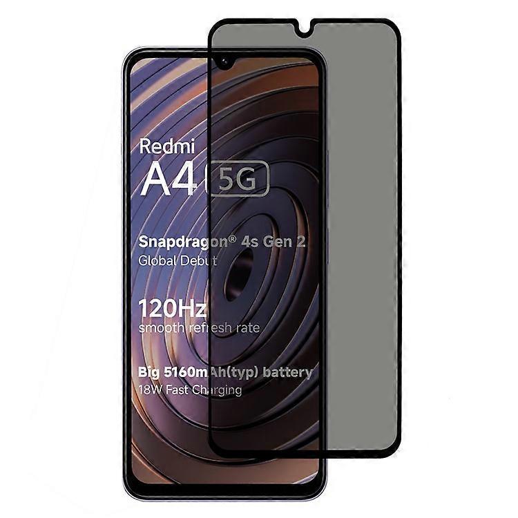 Xiaomi Redmi A4 5Gのぞき見防止フルカバースクリーンプロテクターシルク印刷強化ガラスフィルムに対応