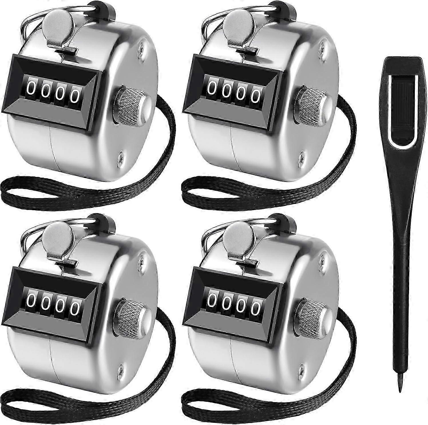 Mechanical Handheld Click Counter, 4-Digit Palm Counting Device, Counts Up to 9999 with Finger Ring Holder, Suitable for Various Brands