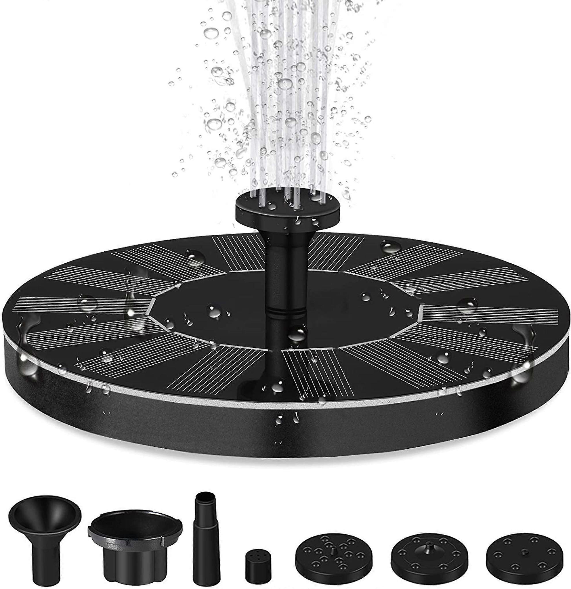 Solcellsdriven trädgårdsfontän, 16 cm, svart