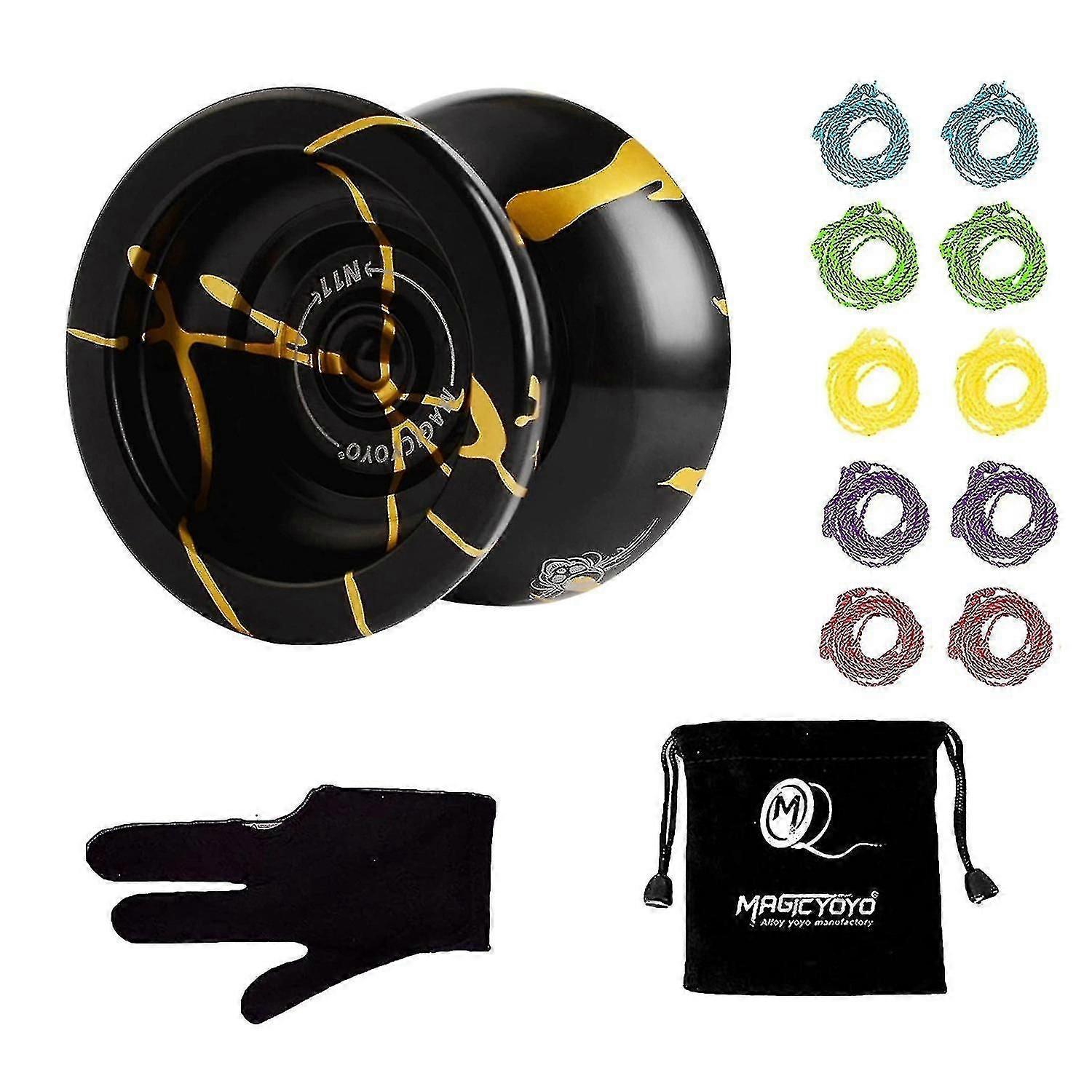 Professional Unresponsive Aluminum Alloy Yoyo Ball with Carry Bag, Gloves & 10 Strings