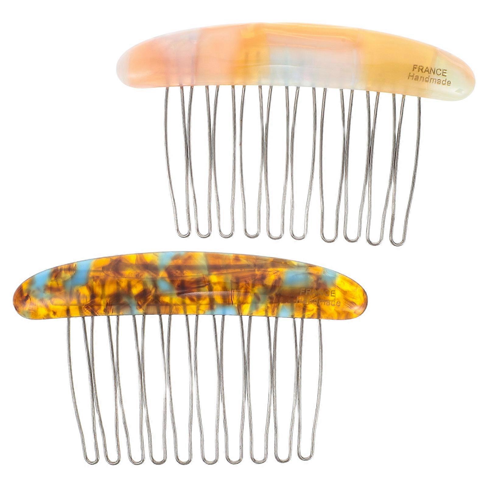 Elegant Textured French Side Hair Combs for Women 2pcs Decorative Hair Accessories