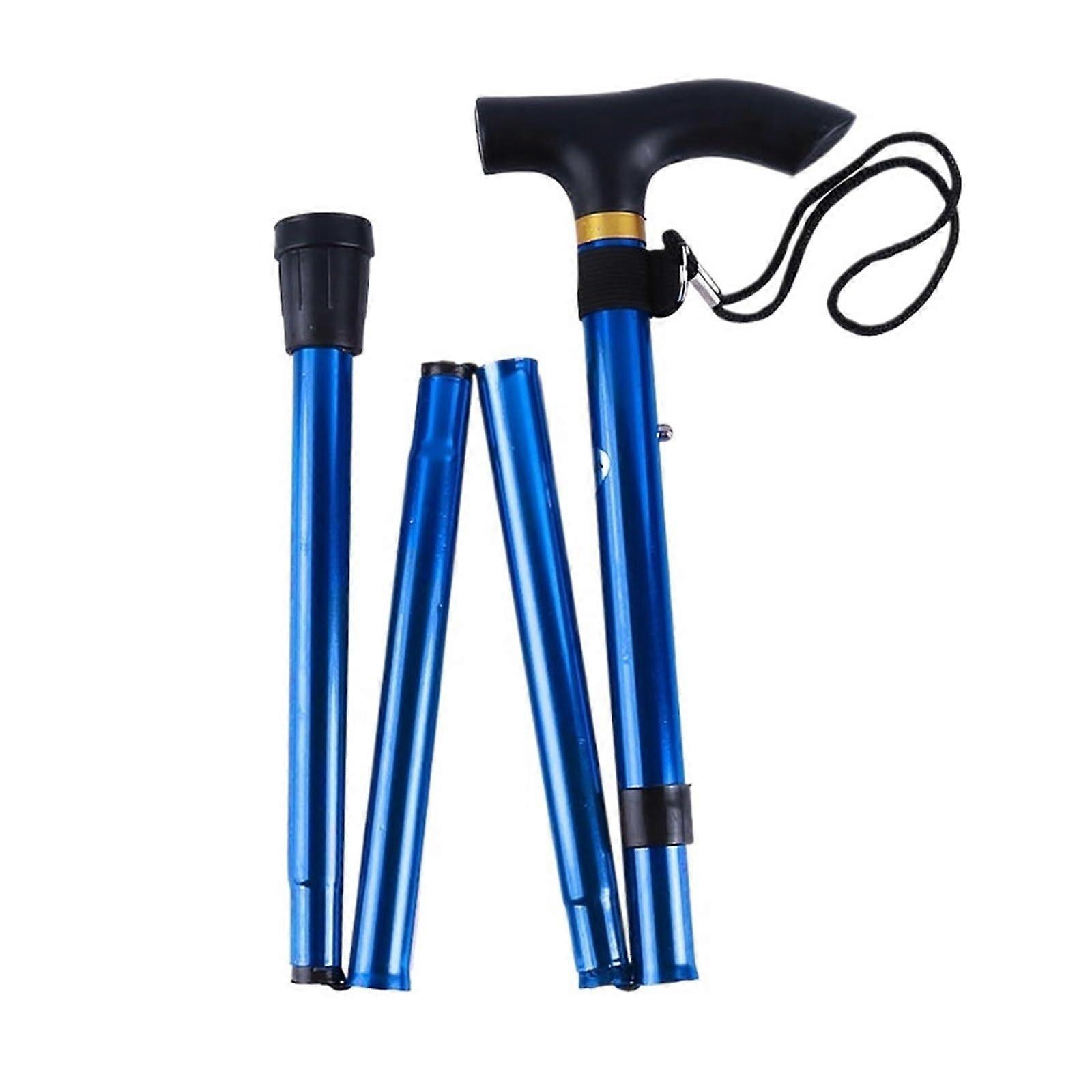 Hiking Equipment Adjustable Telescopic Walking Stick for Elderly, Foldable Aluminium Alloy Trekking Poles in Blue