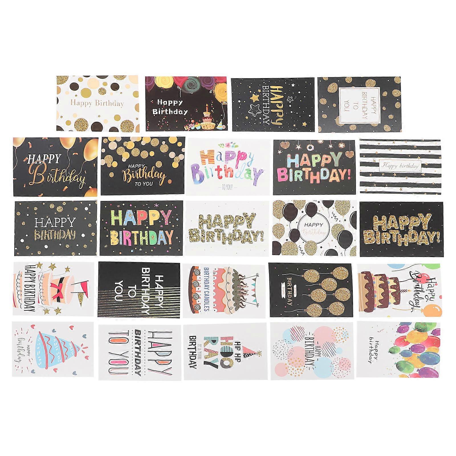 Happy Birthday Greeting Card Set Folded Flat Card Special Occasions Colleagues Girlfriends 24Sets