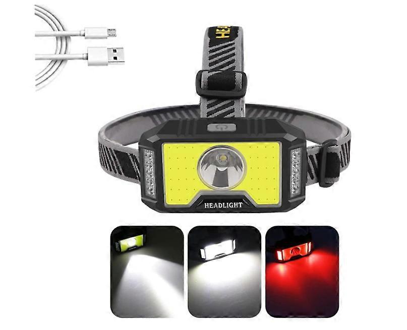 Led Head Torch Rechargeable Super Bright COB Led Headlamp 5 Modes Angle Adjustable 10000 Lumen Waterproof Headlight(Black)