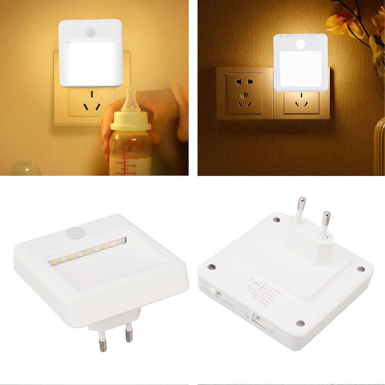2 Pcs Plug in Night Light Mini Motion Sensor Night Light 2 Color Temperature Dimmable Wall Night Lights