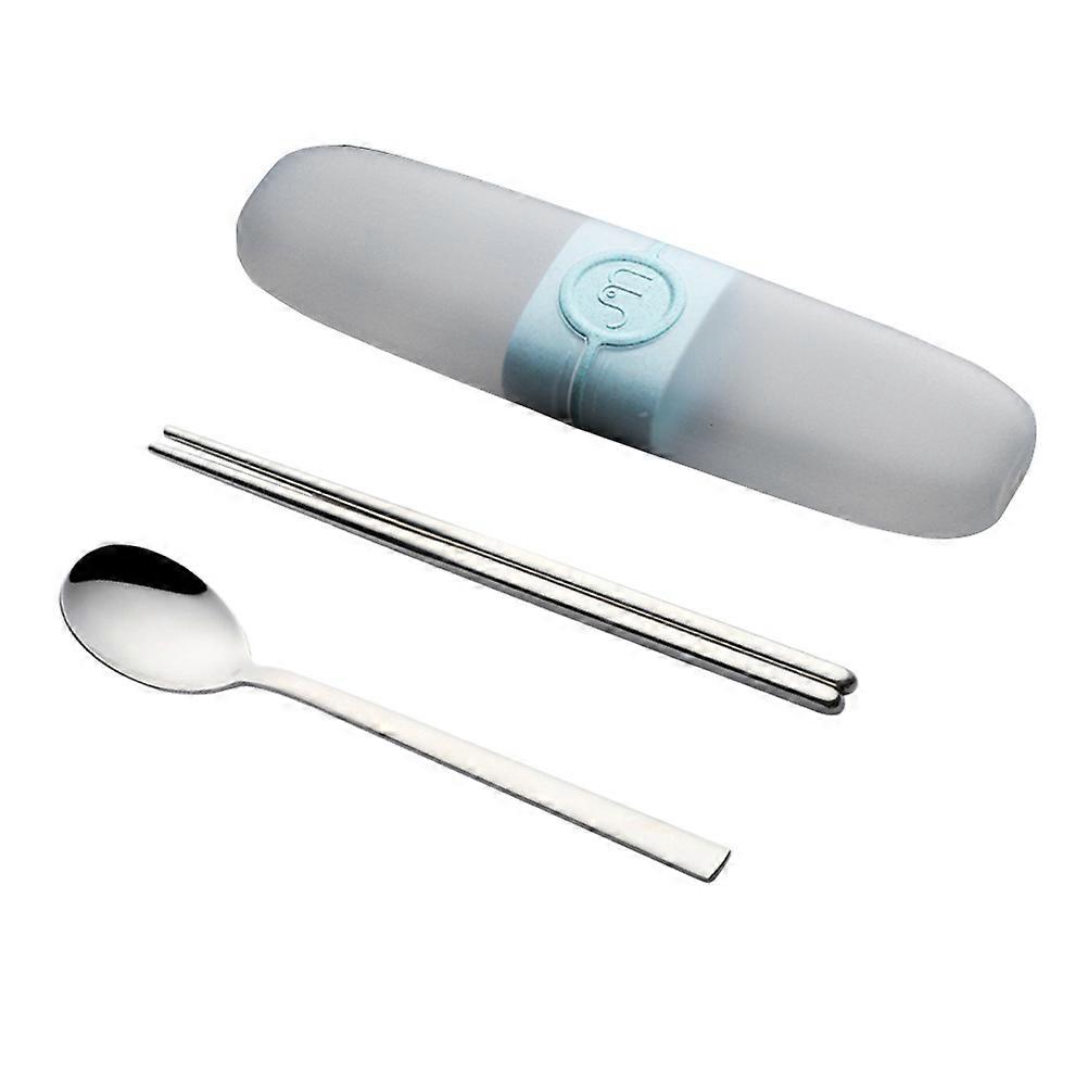 Portable Utensils Reusable Stainless Steel Set 3Pcs For Picnic Camping Sky-Blue