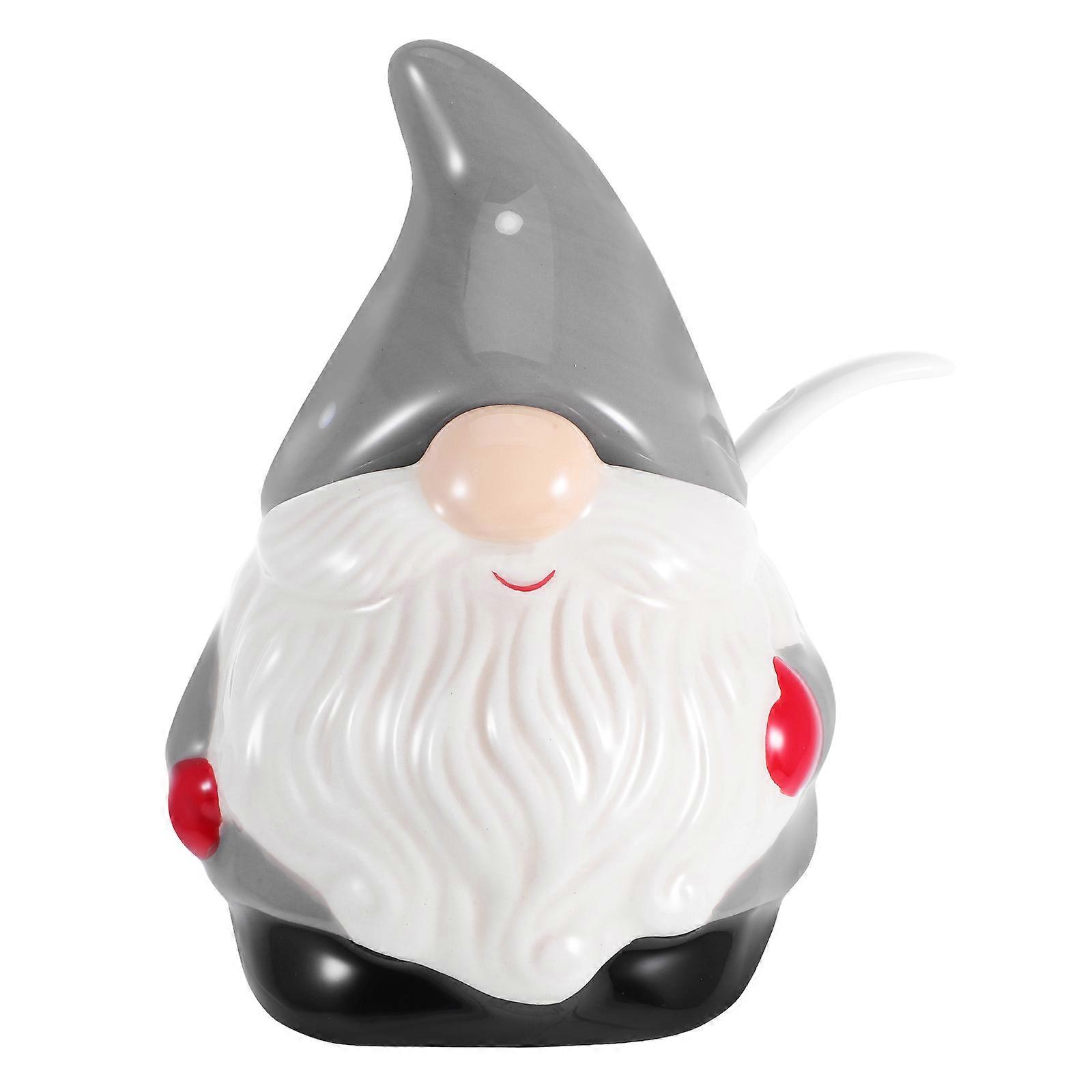 1Pc Ceramic Spice Jar with Creative Santa Pattern for Kitchen Decor