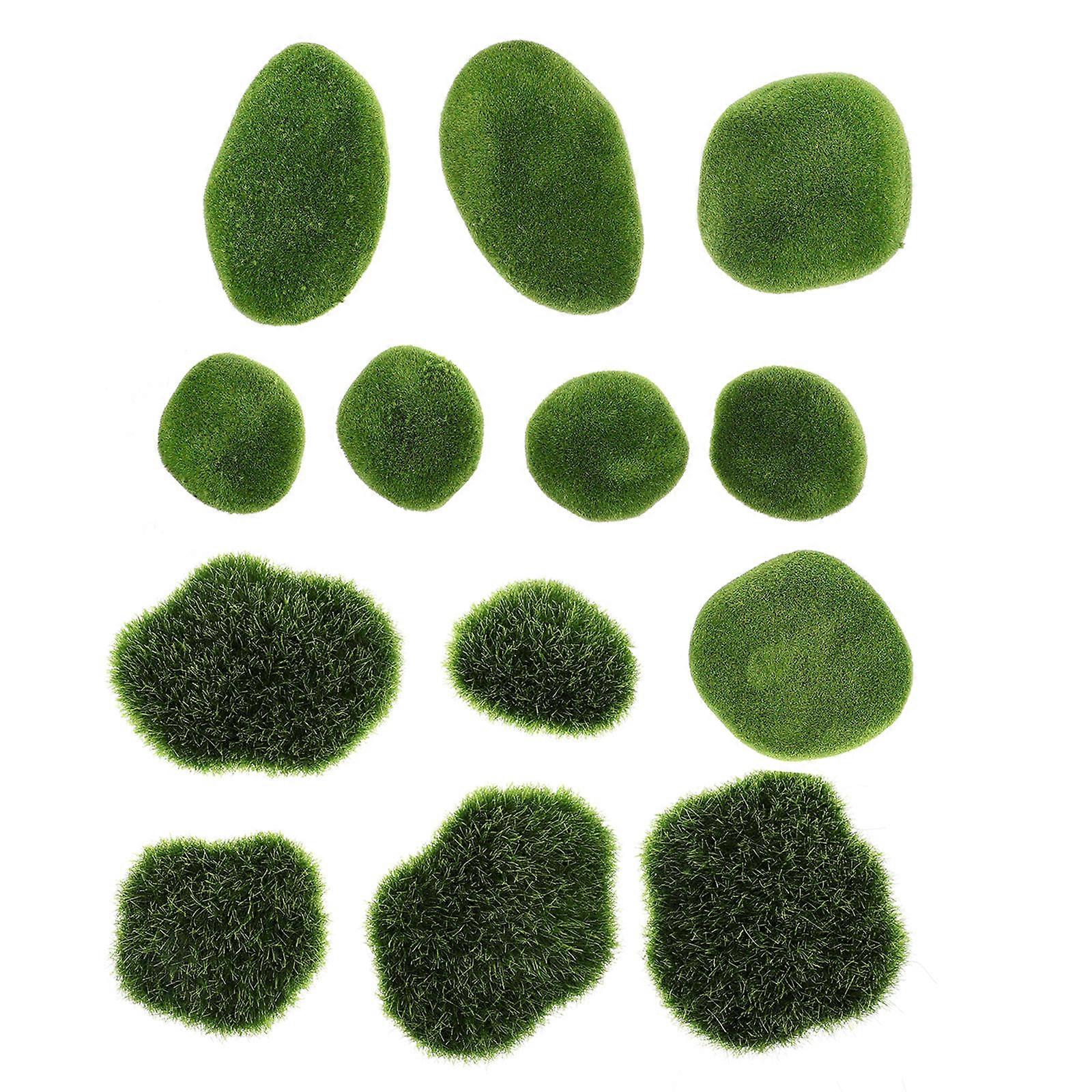 Simulation Moss Stone Landscape Moss Flocking Stone Shape 13Pcs