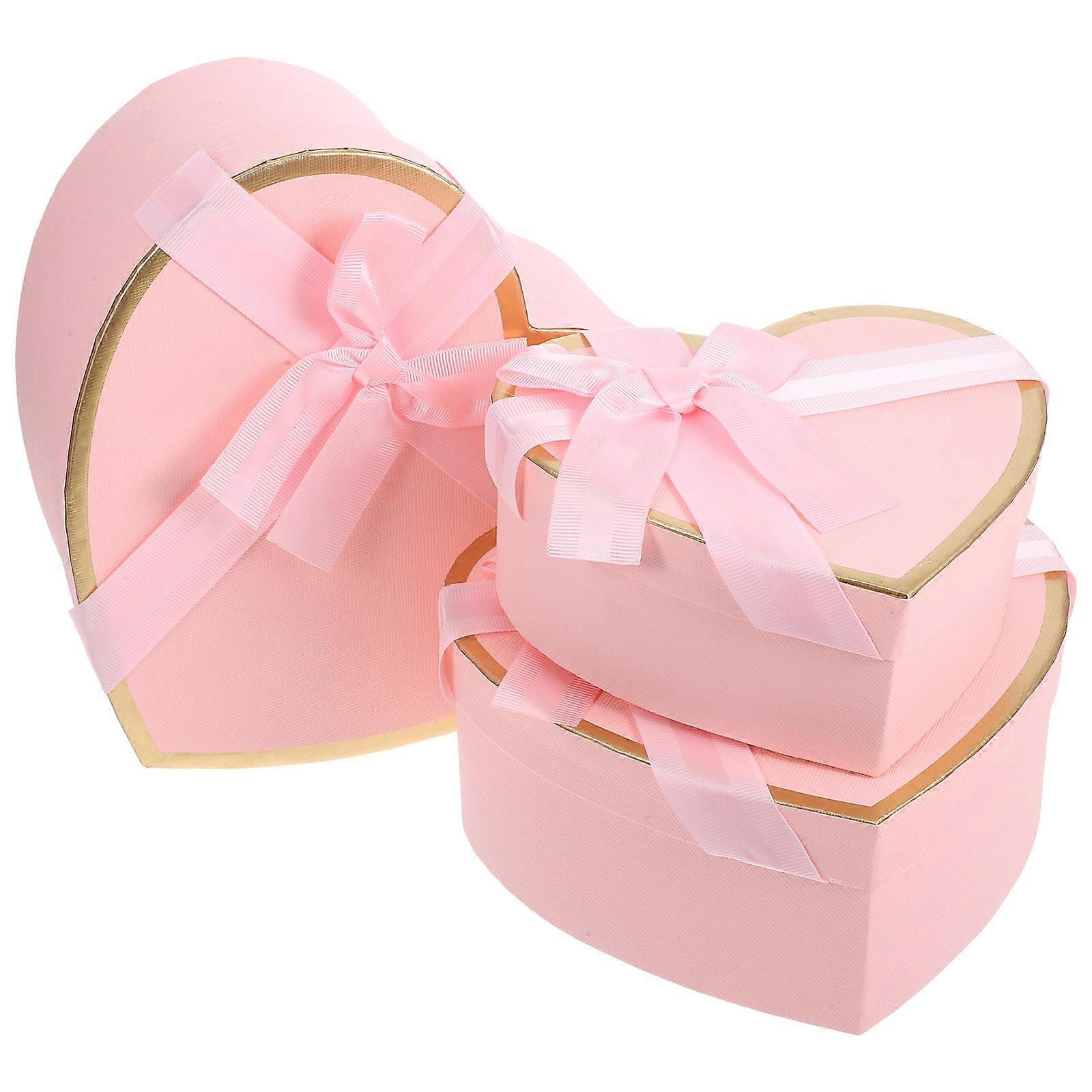 Heart Shape Box Pink Birthday Present Box Cardboard present Packaging 1 Set