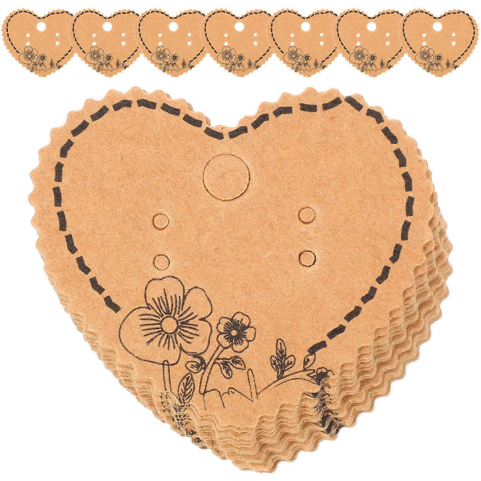 Necklace Earring Display Cards Jewelry Display Card Kraft Paper Retro Design Home Use 100Pcs