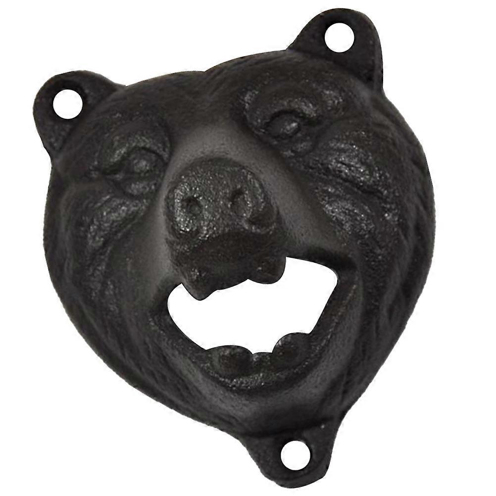 Bear Bottle Opener Wall Mounted Design Iron Material 8.8x7.5cm For Home Use 1Pack