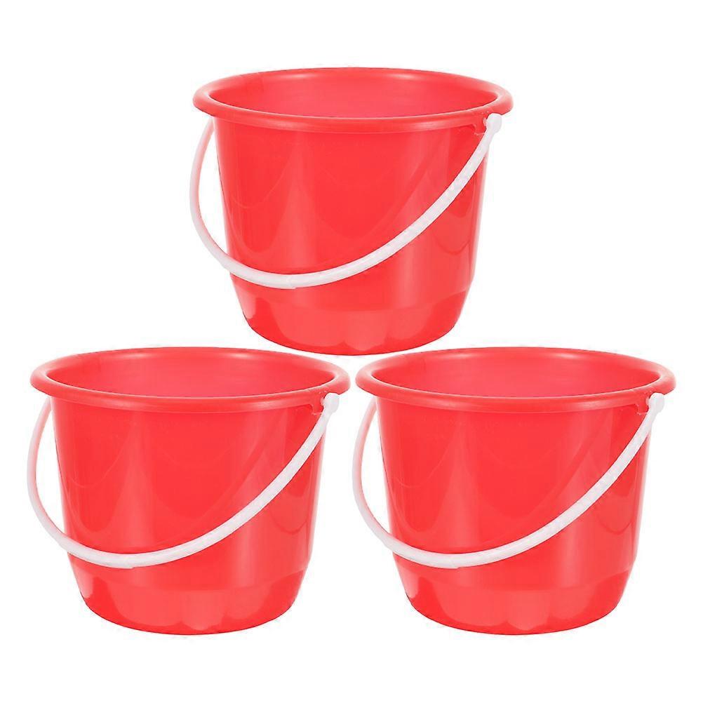 Portable Wash Bucket Red Plastic For Storage And Cleaning Gardening Diy Projects 3Pcs
