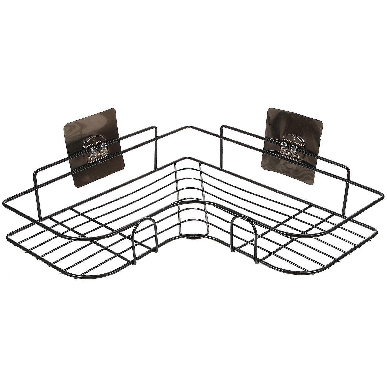 Bathroom Storage Rack Triangular Shelf Metal Wall Mounted Organizer Punch-Free 1Set