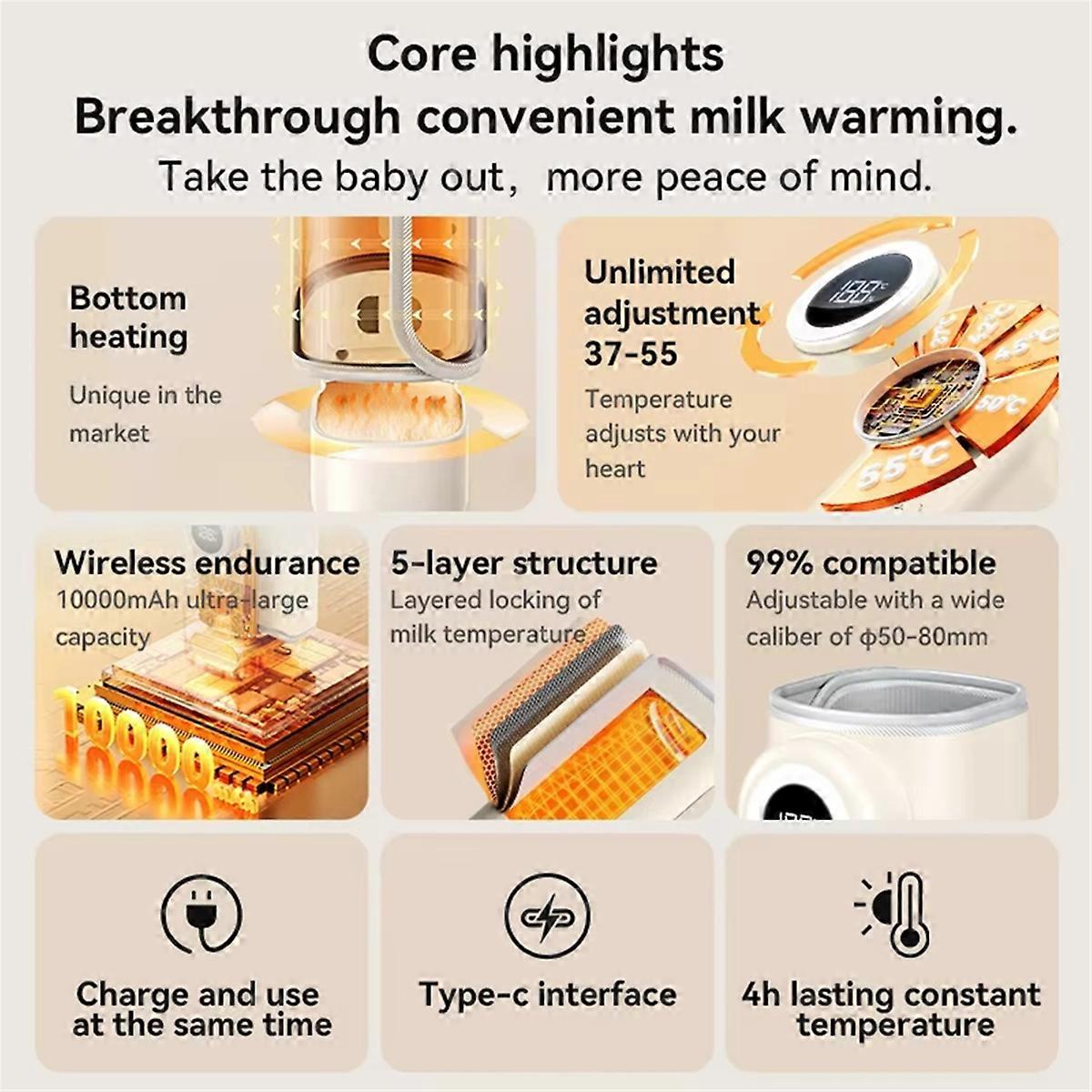 USB Portable Milk Warmer for Baby Outdoor Constant Temperature Bottle