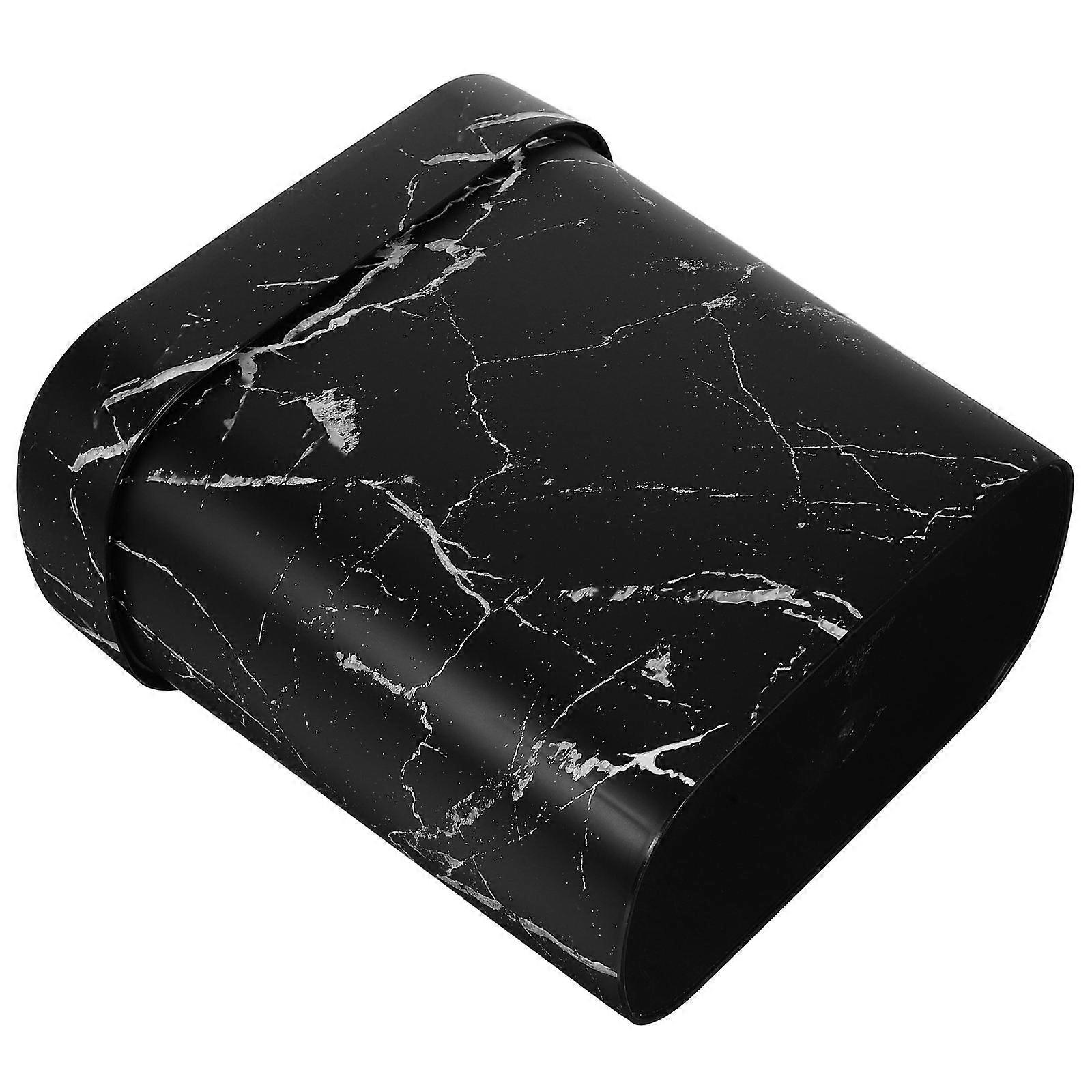Marble Pattern Narrow Plastic Waste Bin Open Top Easy Clean Garbage Container for Bathroom Kitchen Bedroom Modern Spaces Hospitality