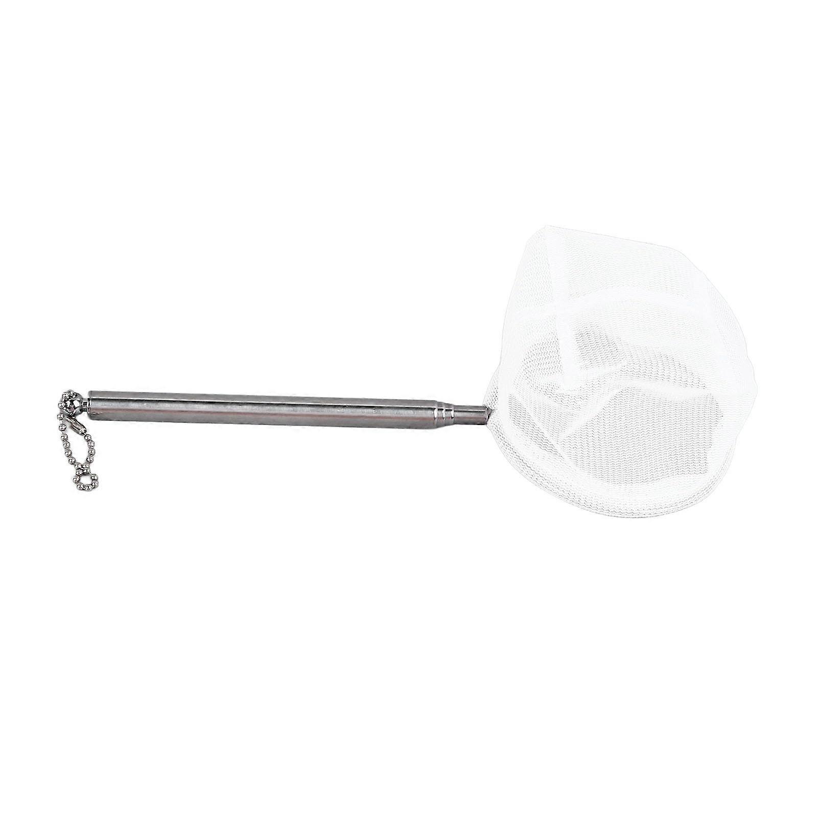 Drainable telescopic fish net with fine mesh and stainless steel handle