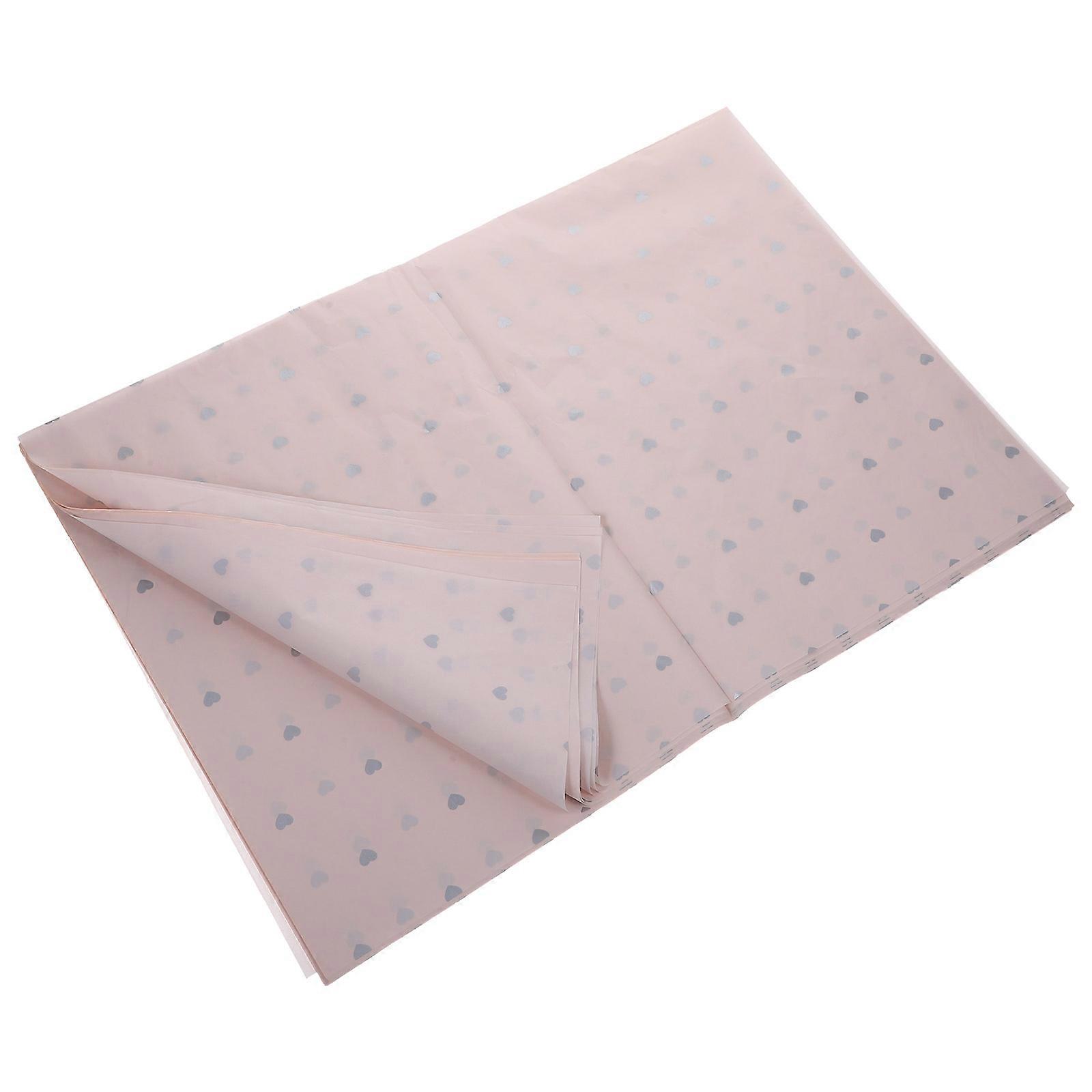 Wrapping Tissue Paper Sheets Pink With Silver Hearts present Wrapping Floral Protection 28Sheets