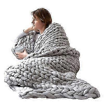 Super Thick Handwoven Wool Blanket for Sofa - Knitting Thick Thread Cover