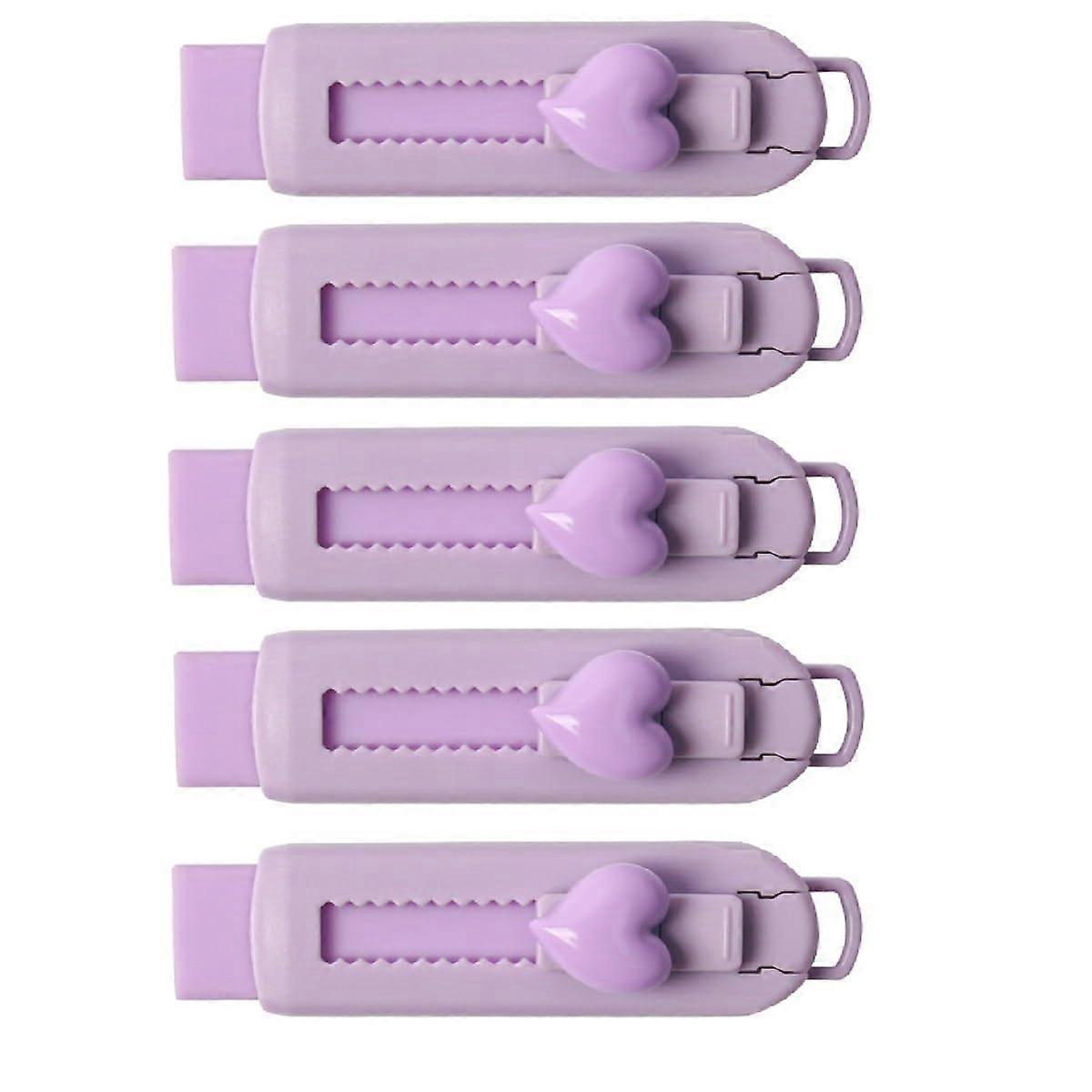5 x Retractable Art Erasers, Cute Desk Decoration, Soft Rubber for Precise Erasing (Purple)