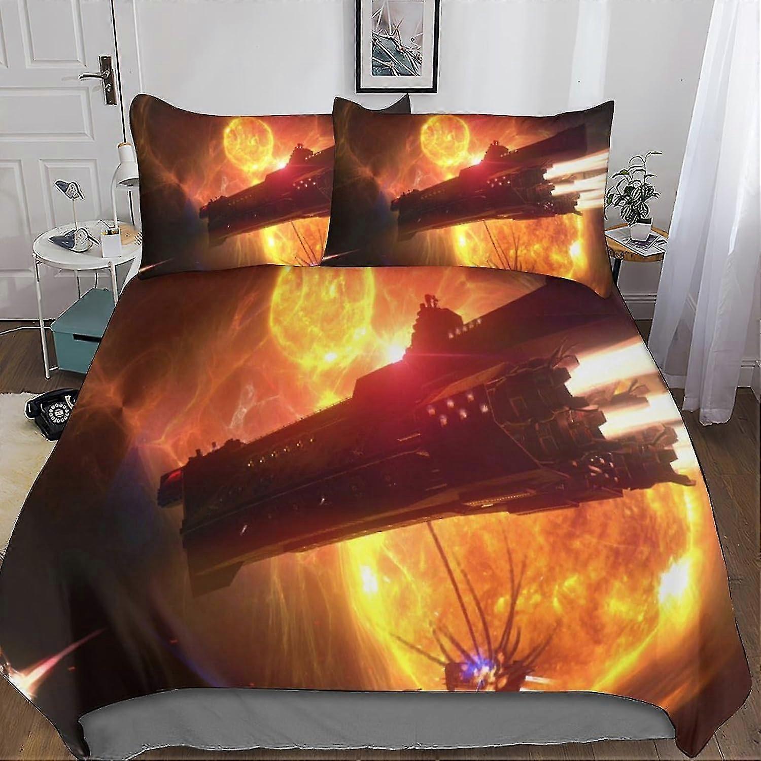 Conjunto de capa de edredom estampada inspirada em Star Wars para crianças e adolescentes, conjunto de cama de microfibra ultra macia de 3 peças com fecho de zíper
