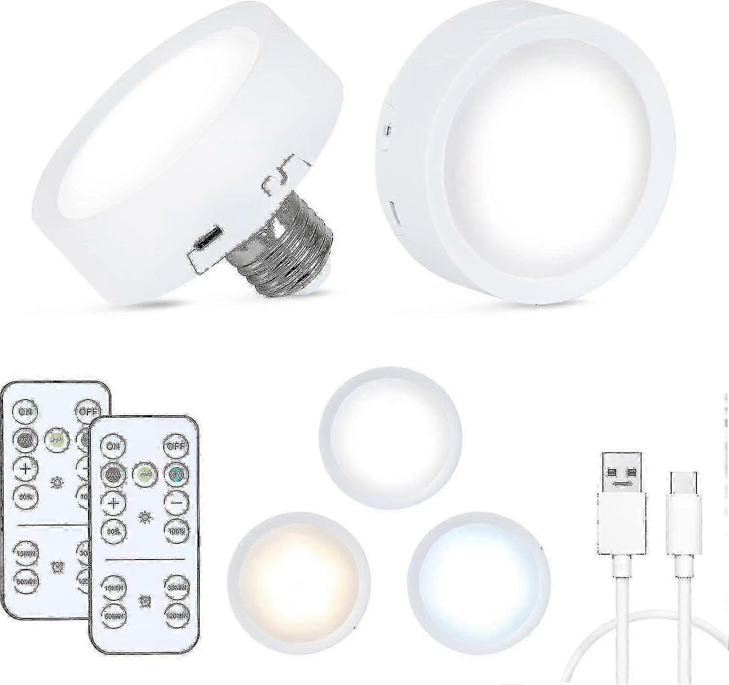 2 Pack Battery Operated Wireless Dimmable Light Bulbs