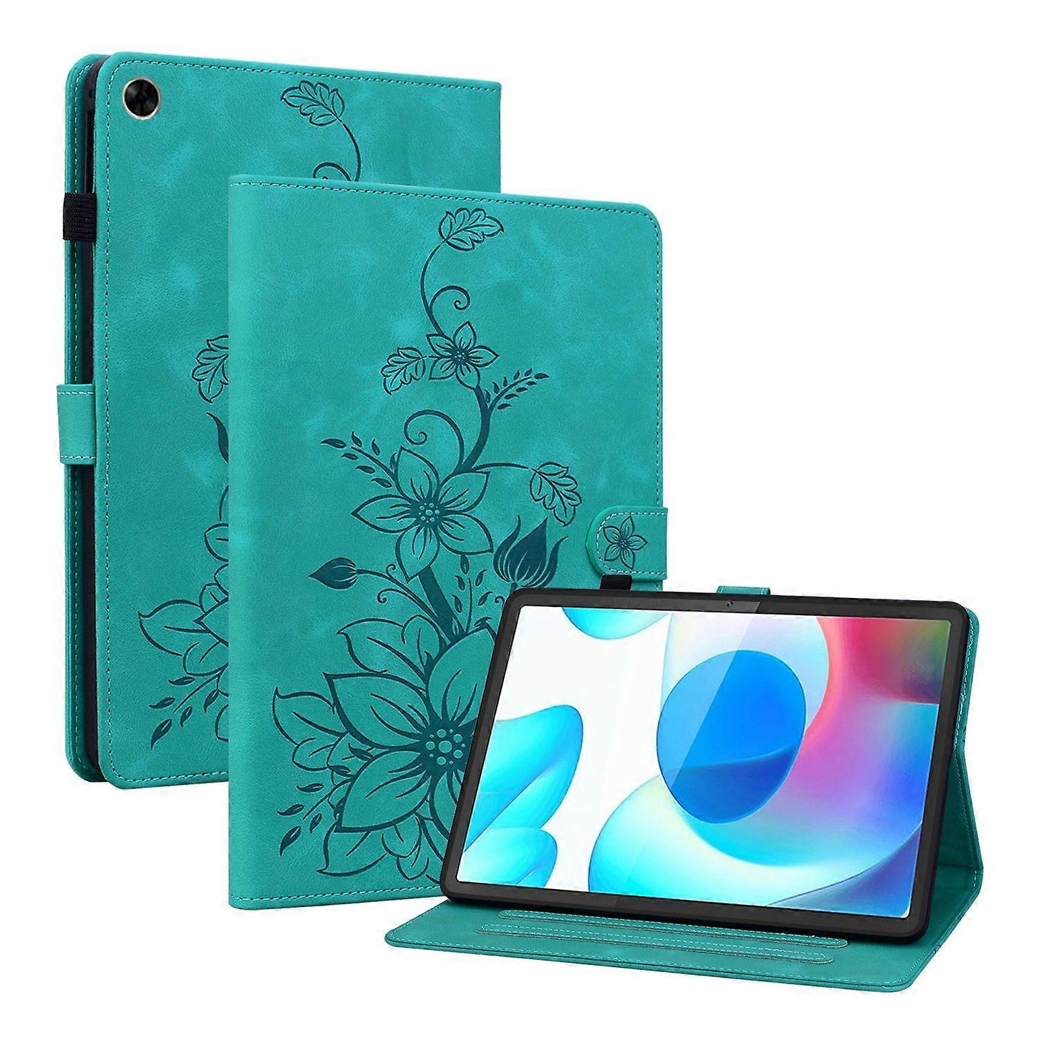 Embossed Leather Case For Realme Pad 10.4 - Green