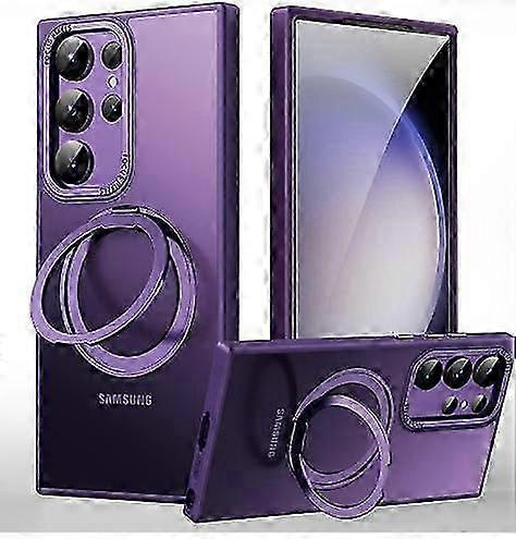 مناسب لحافظة سامسونج S24 الصلبة ، جراب هاتف Fulcrum ذو قوس شفط مغناطيسي ، جراب غطاء واقي بلوري 360 دوران Samsung S24