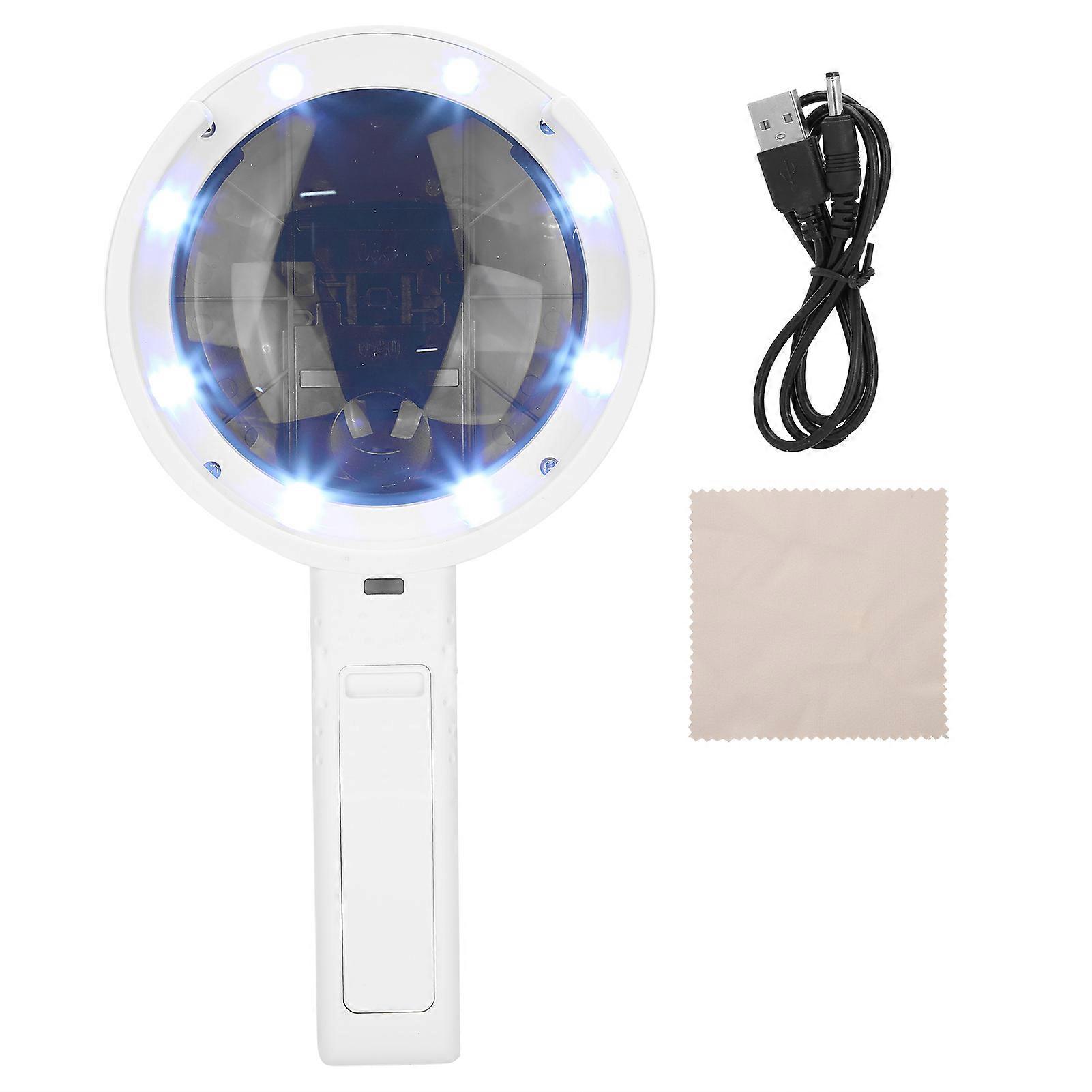 3.5X 10X MultiFunctional Handheld Folding Magnifying Glass LED Light Reading Magnifier