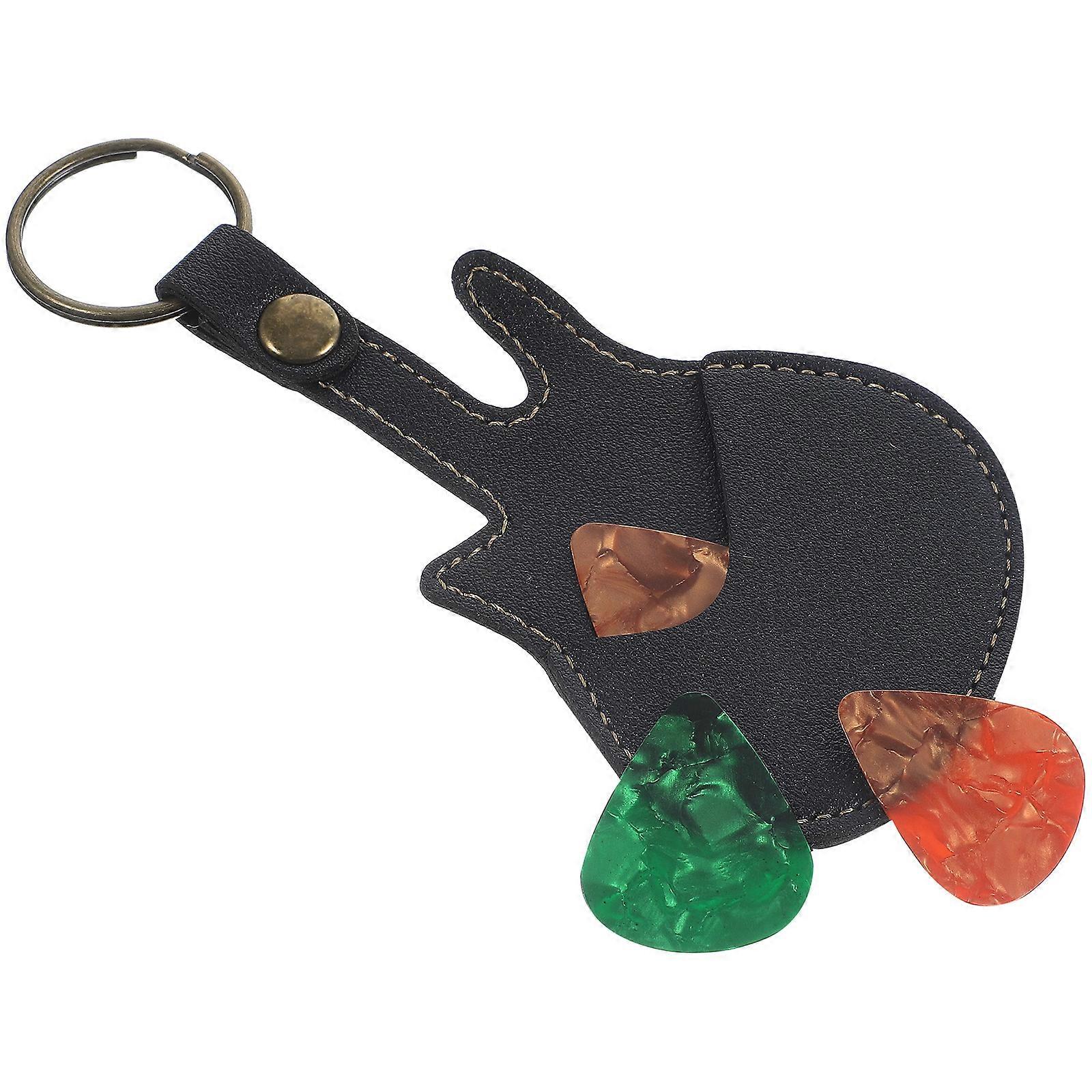 Guitar Pick Case with Picks Portable PU Storage Bag for Acoustic & Electric Guitars Compact Durable Plectrum Holder Random Color