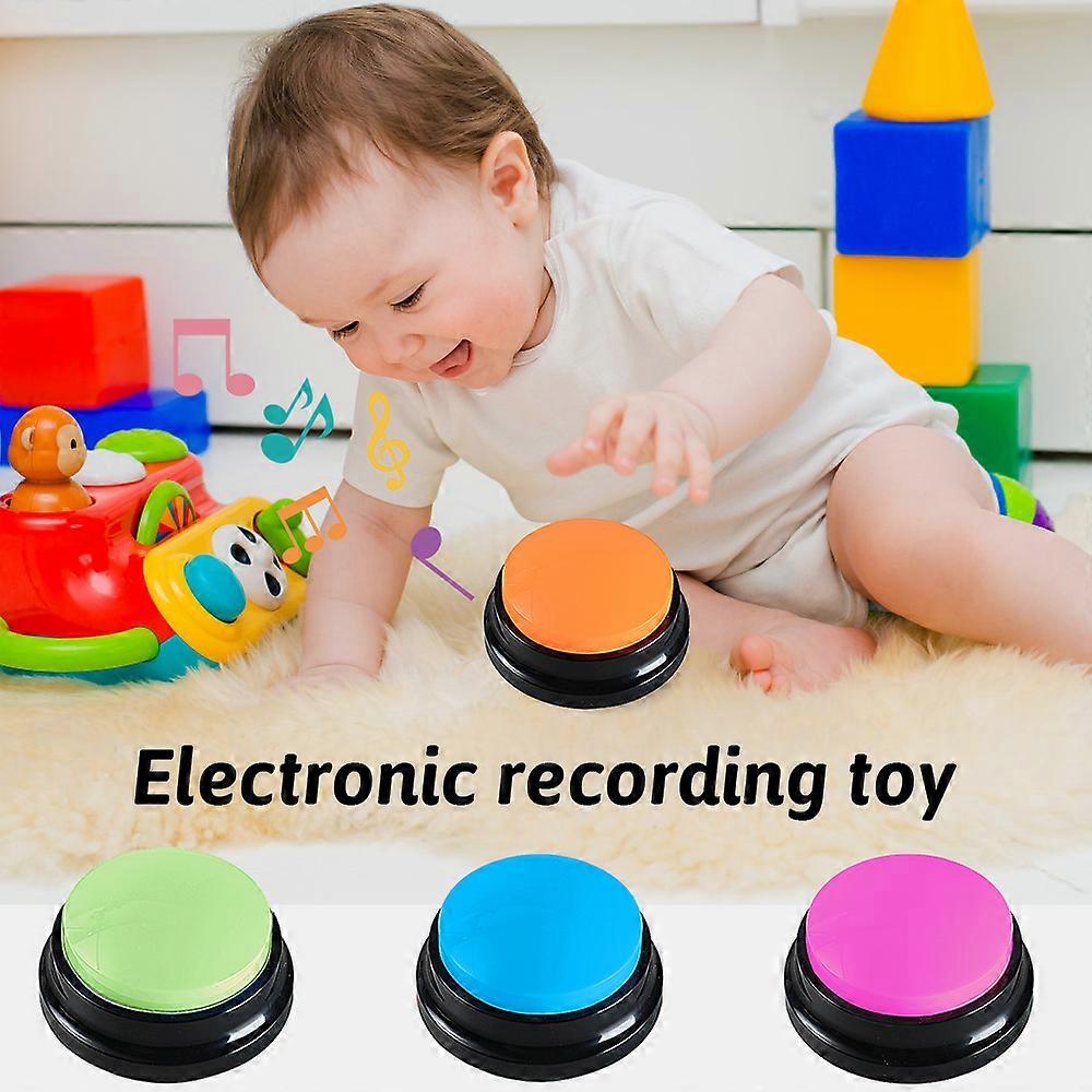 4 Color Voice Recording Button 30 Second Record Playback Recordable Buttons for Communication Dog Pet Interactivity Training Buzzer Set