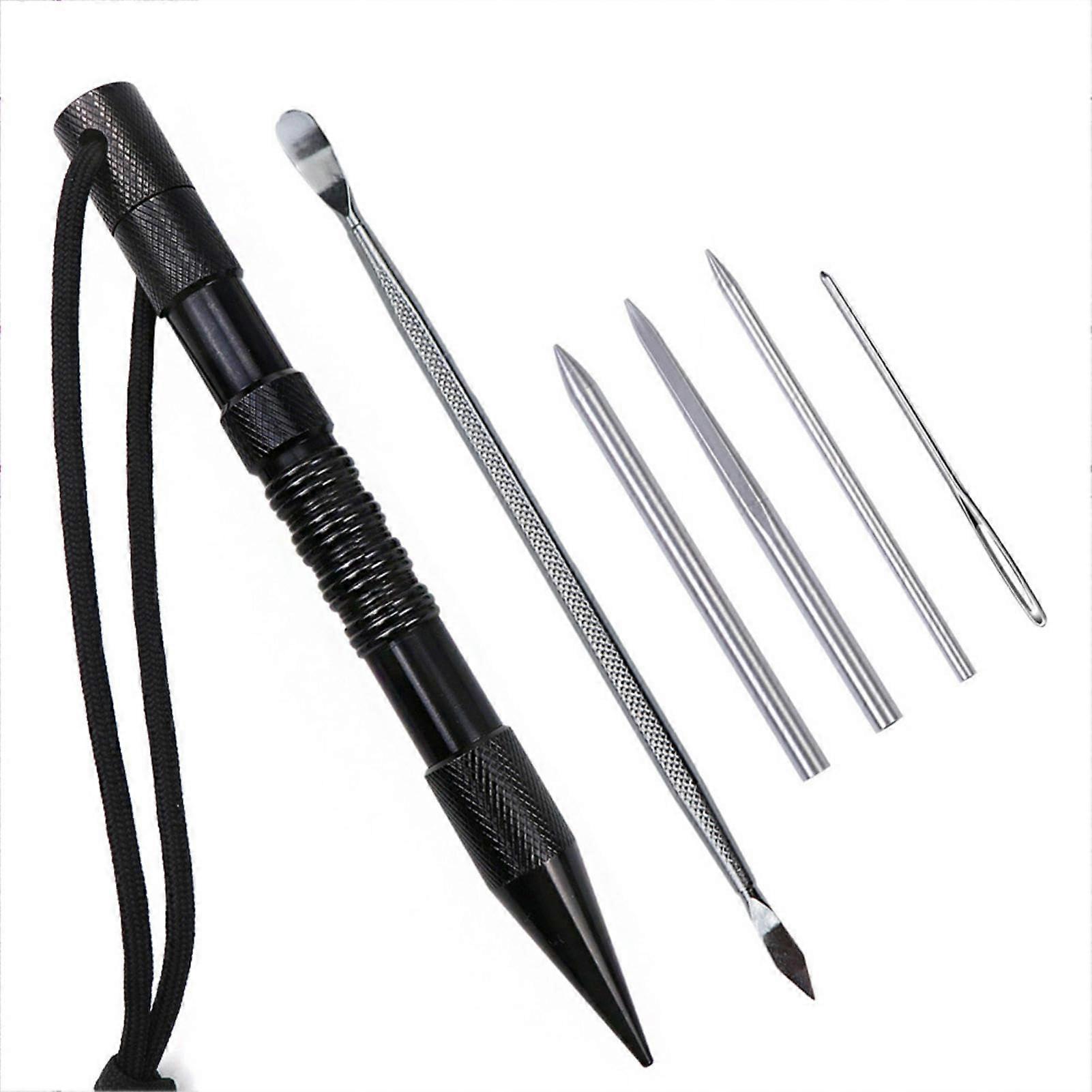 Splicing Fix Parachute Tool Kit with 6 Black Marlin Nail Lacing Needles and Smoothing Tool for Paracord and Leather Work