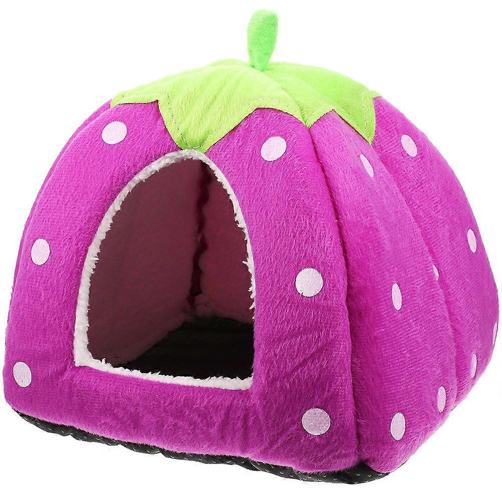 Warm Small Pet Animals Bed Guinea Pig Cave Bed Household Hideout Hamster Ferrets Rats Play Area Violet Cloth 1Set