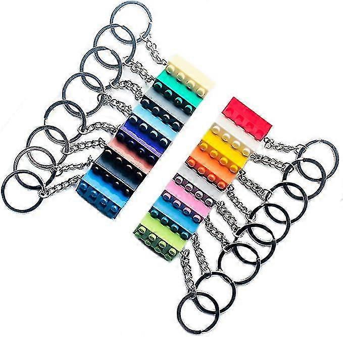 16 Pack Building Block Key Rings, Colorful Plastic Key Chains for Keys, Fun Frogs Design