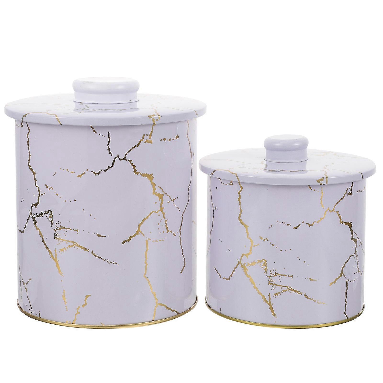 Vintage Storage Tin Round Shape Space Saving Party Decoration Iron Material 13x12cm Easy to Clean 2Set