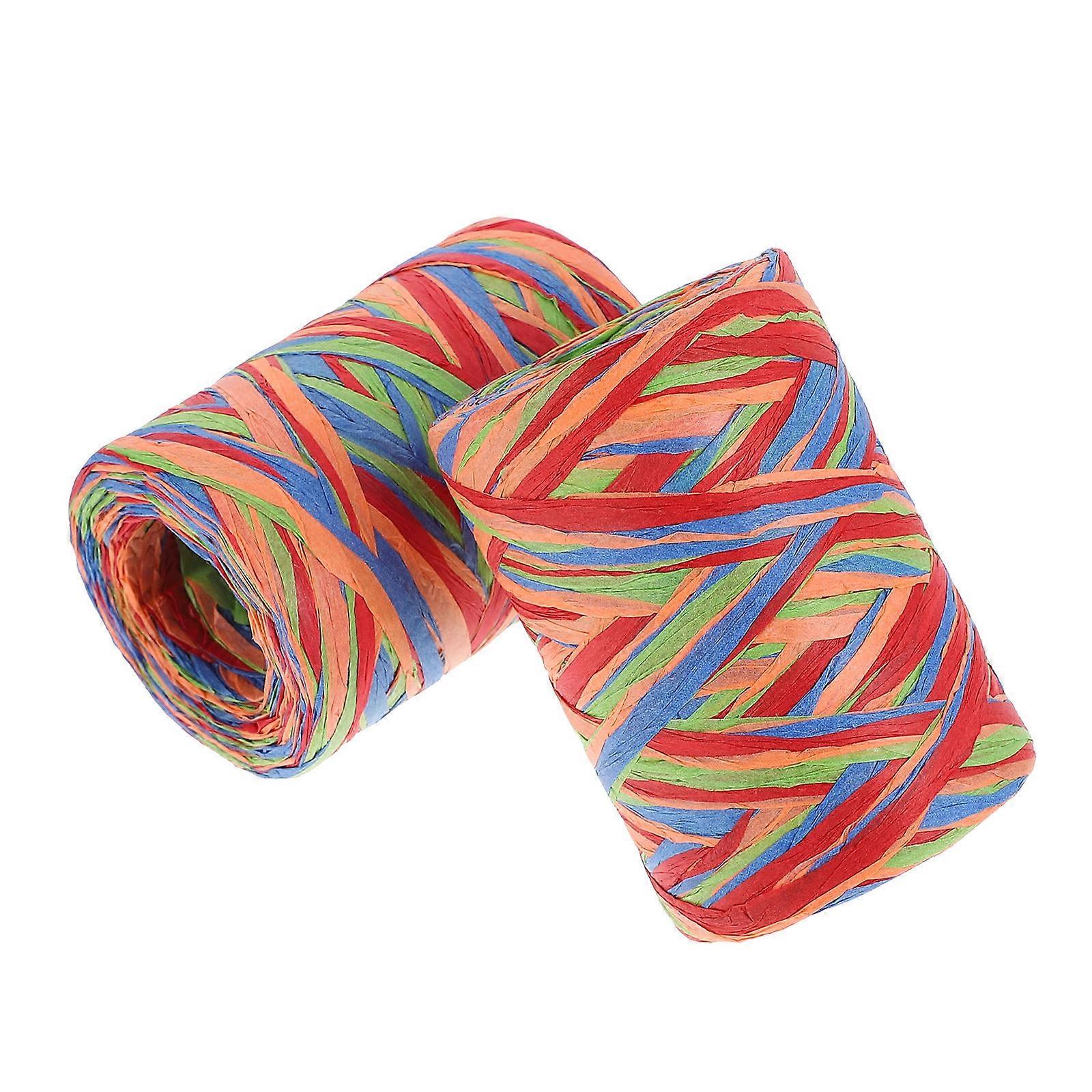 Colored Raffia Paper Ribbon Craft Enthusiasts Multi Christmas Occasions 80m Per Roll Diy Projects 2 Rolls