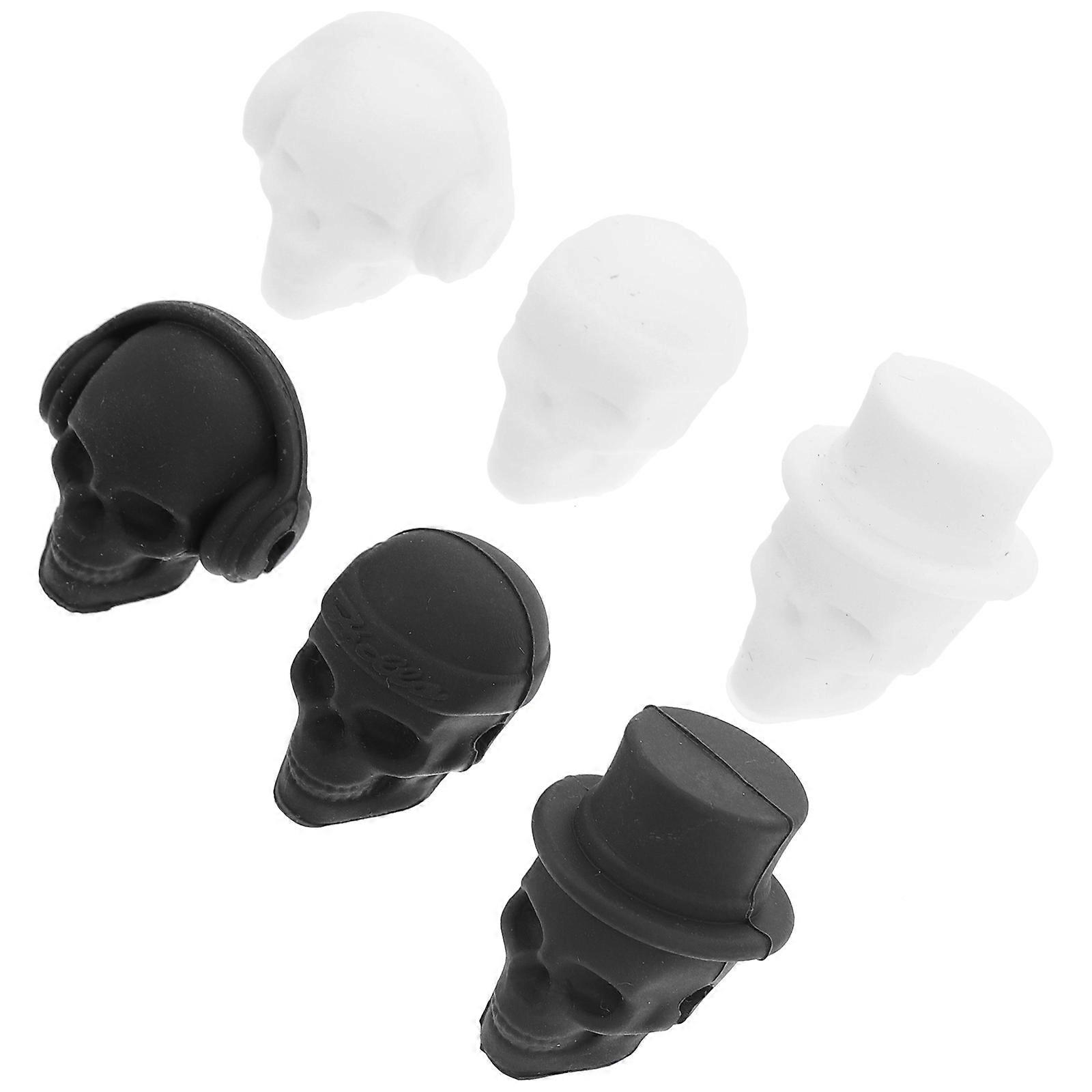 6pcs Creative Silicone Skull Wine Glass Markers Reusable Drink Identifiers for Parties Cup Decorations for Recognition