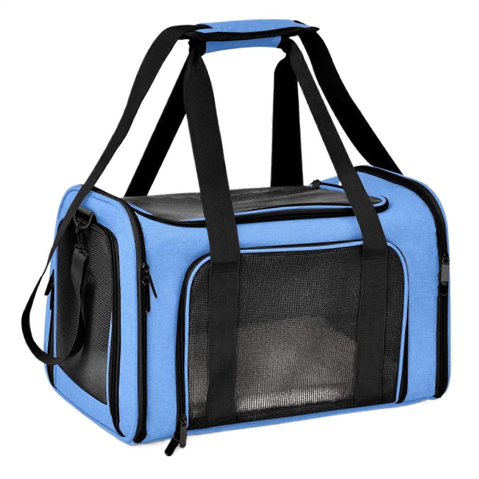 Portable pet carrier for cats, travelfriendly carrier for small dogs and cats, suitable for hiking, traveling, and camping, blue