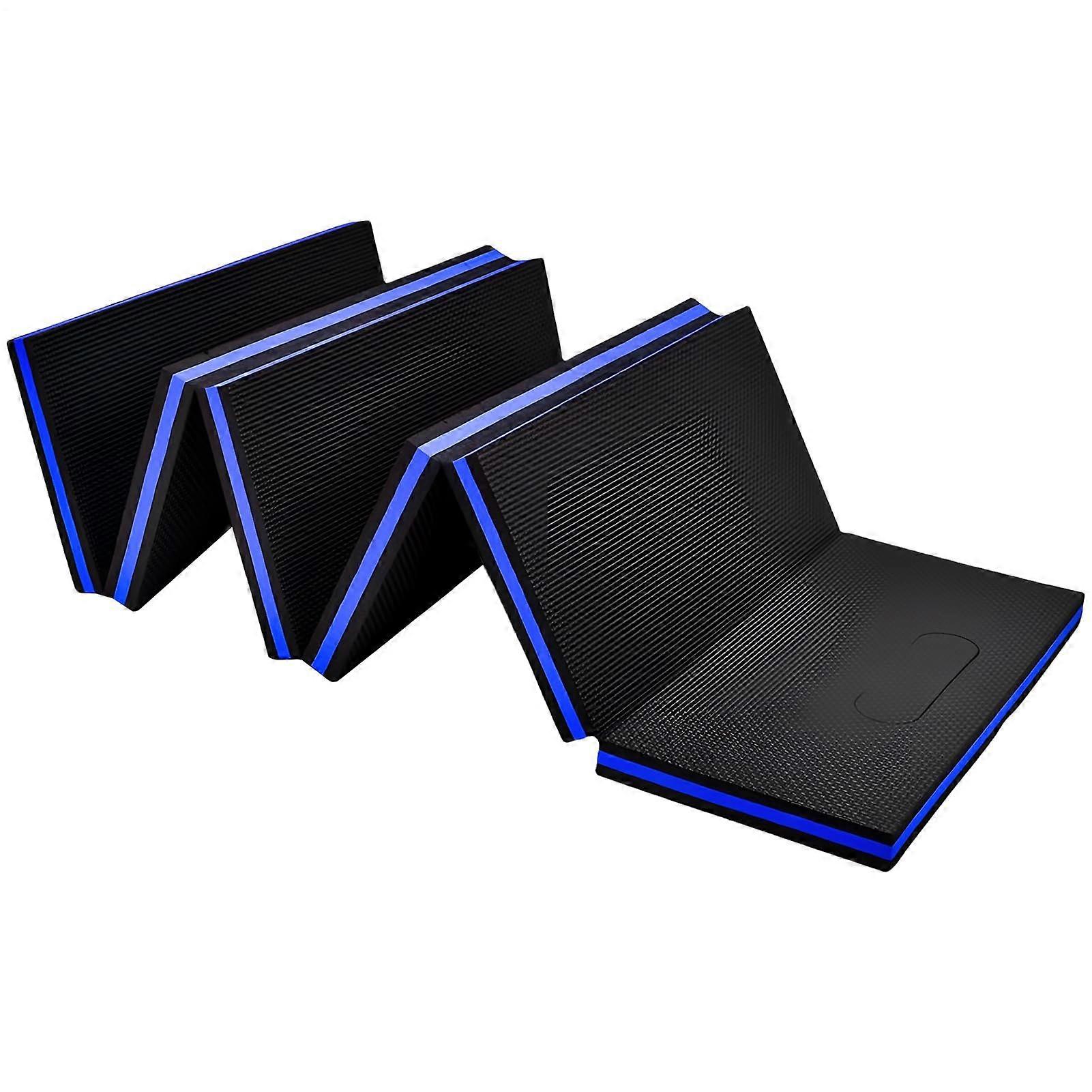 Foldable floor mat, EVA mechanic knee pads, comfortable padded design, portable work mat for garage, gardening, 115 x 40 x 2 cm blue.