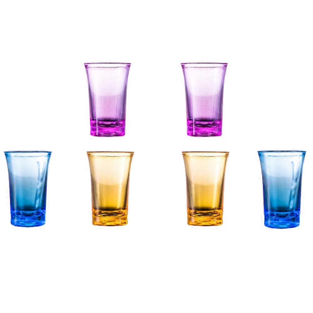 Stylish Glassware Spirit Cup Integrated Molding Thickened Material Assorted Color Drinking 6Pcs