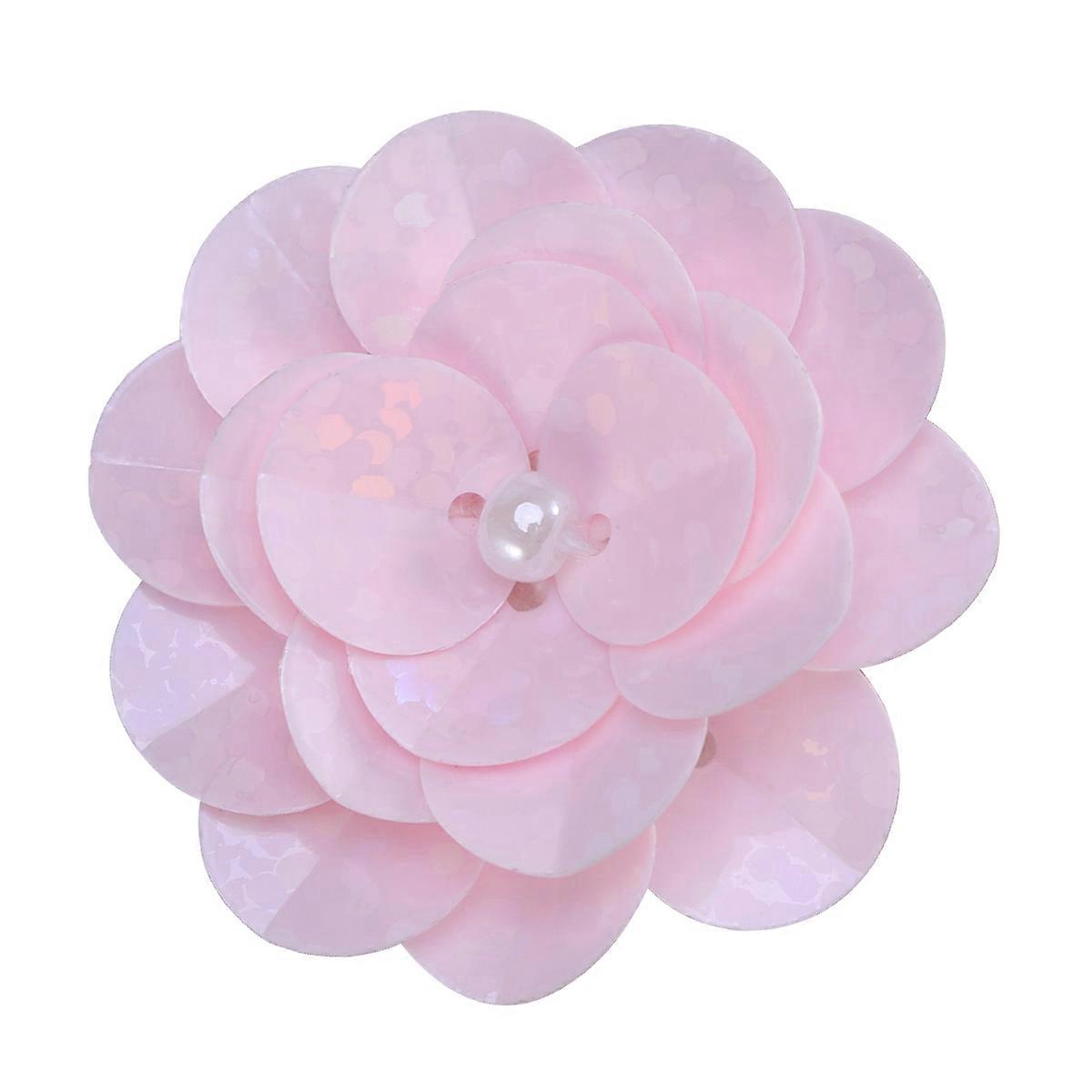 Pink Handmade Cloth and Sequin Flower Embellishment for Dress Shoe Decor Clothes Bag Accessory 3D