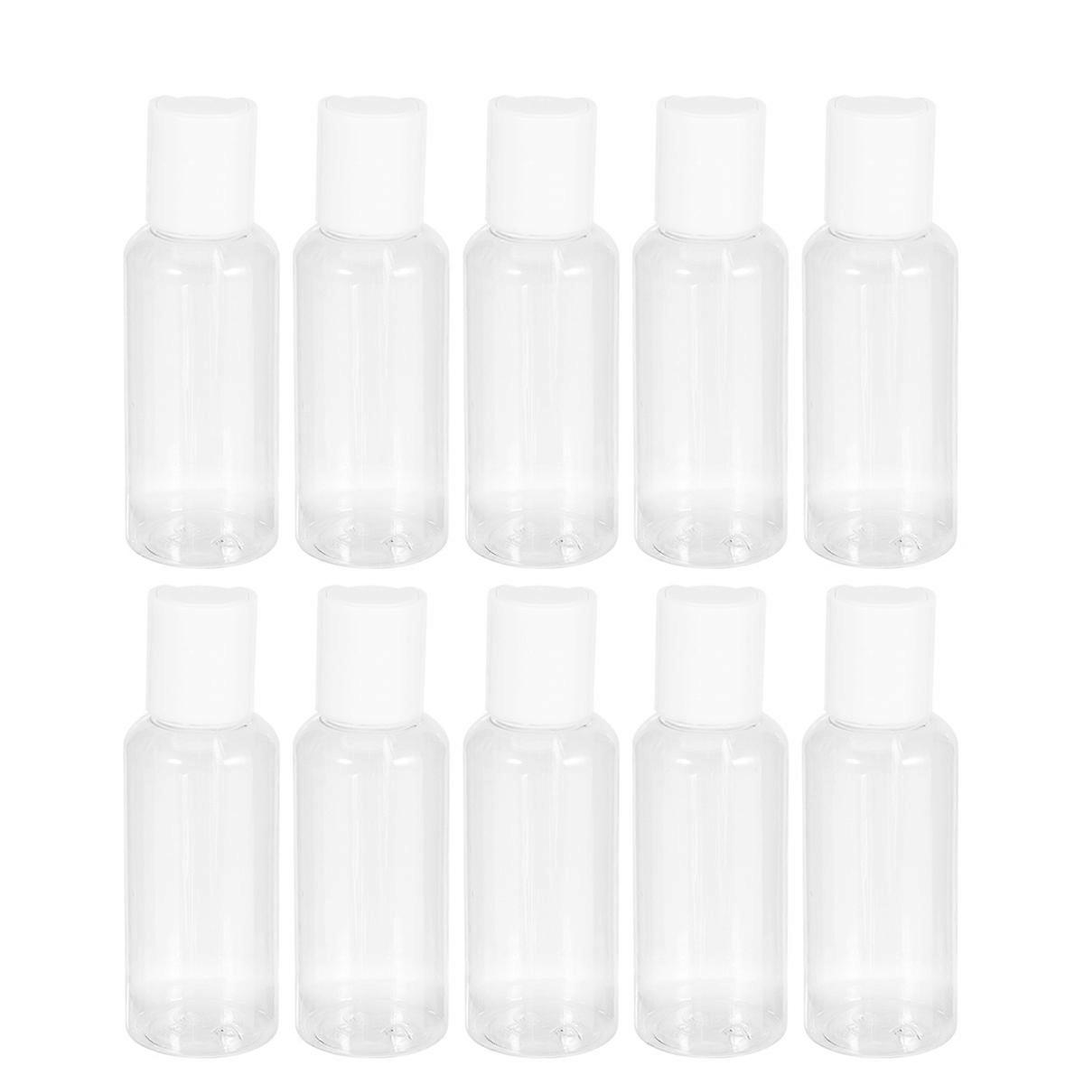 10pcs Refillable Travel Bottles for Shampoo & Lotion – Lightweight Durable PET Containers with Random Color Covers for Toiletries & Outdoor Activities