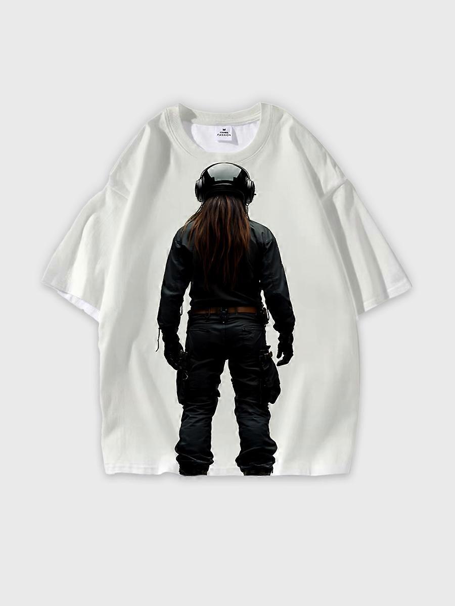 T-shirt round neck Pattern loose short sleeve E577