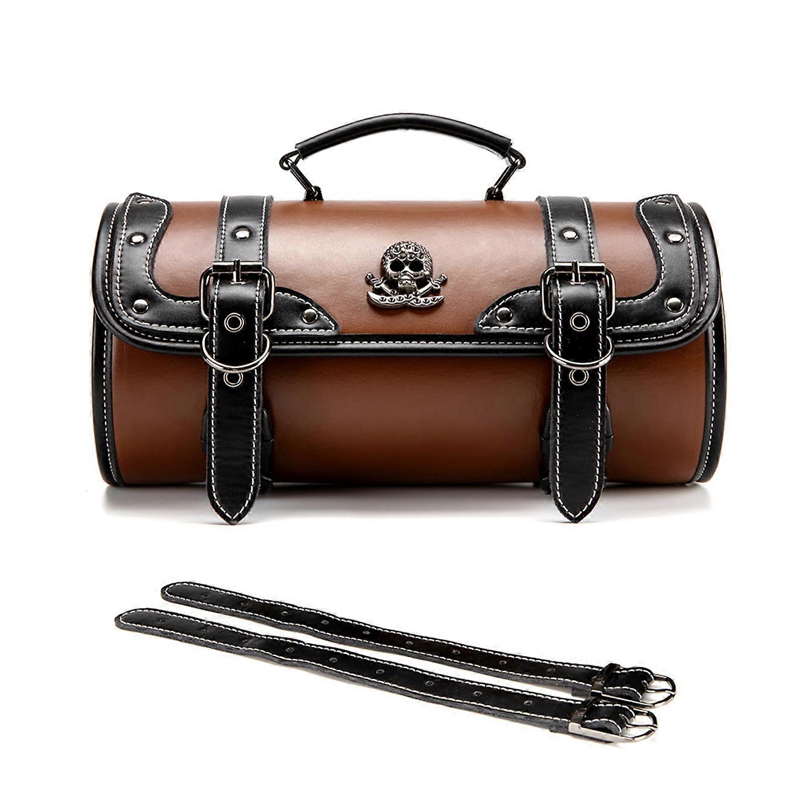 Stylish Motorcycle Handlebar Tool Pouch Featuring Vintage Punk Aesthetic & Functional Designs Spacious Front Tool Bag Multicolor