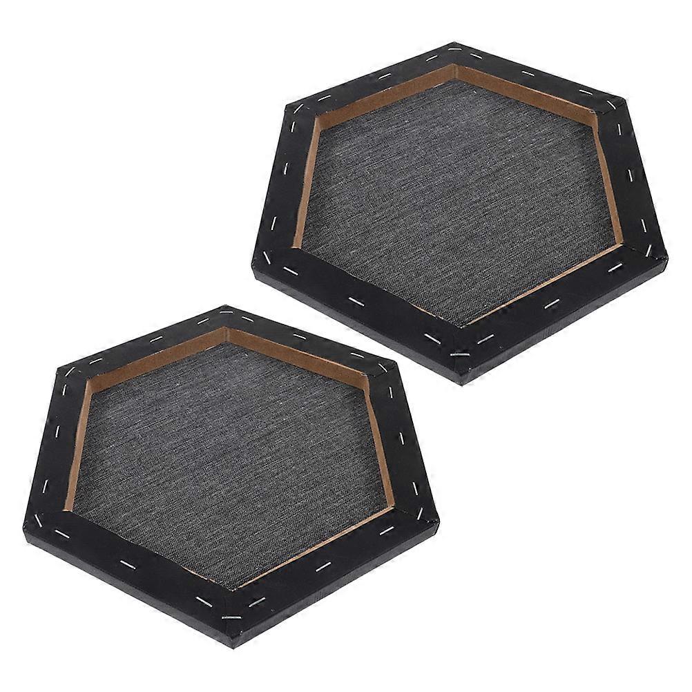 Durable Black Hexagon Canvas Boards for Painting Preassembled Art Supplies for Daily Use 2pcs
