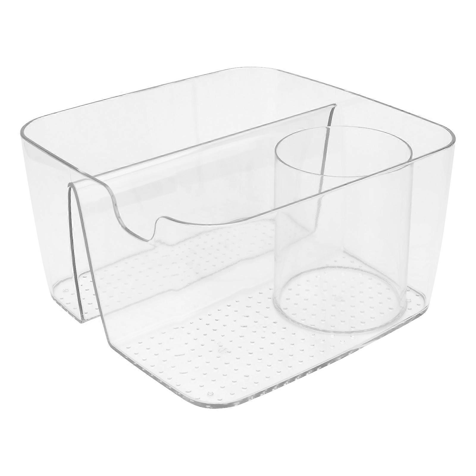 It looks like you've provided a product title for a **transparent makeup brush organizer/storage box**. If you're looking for help crafting a