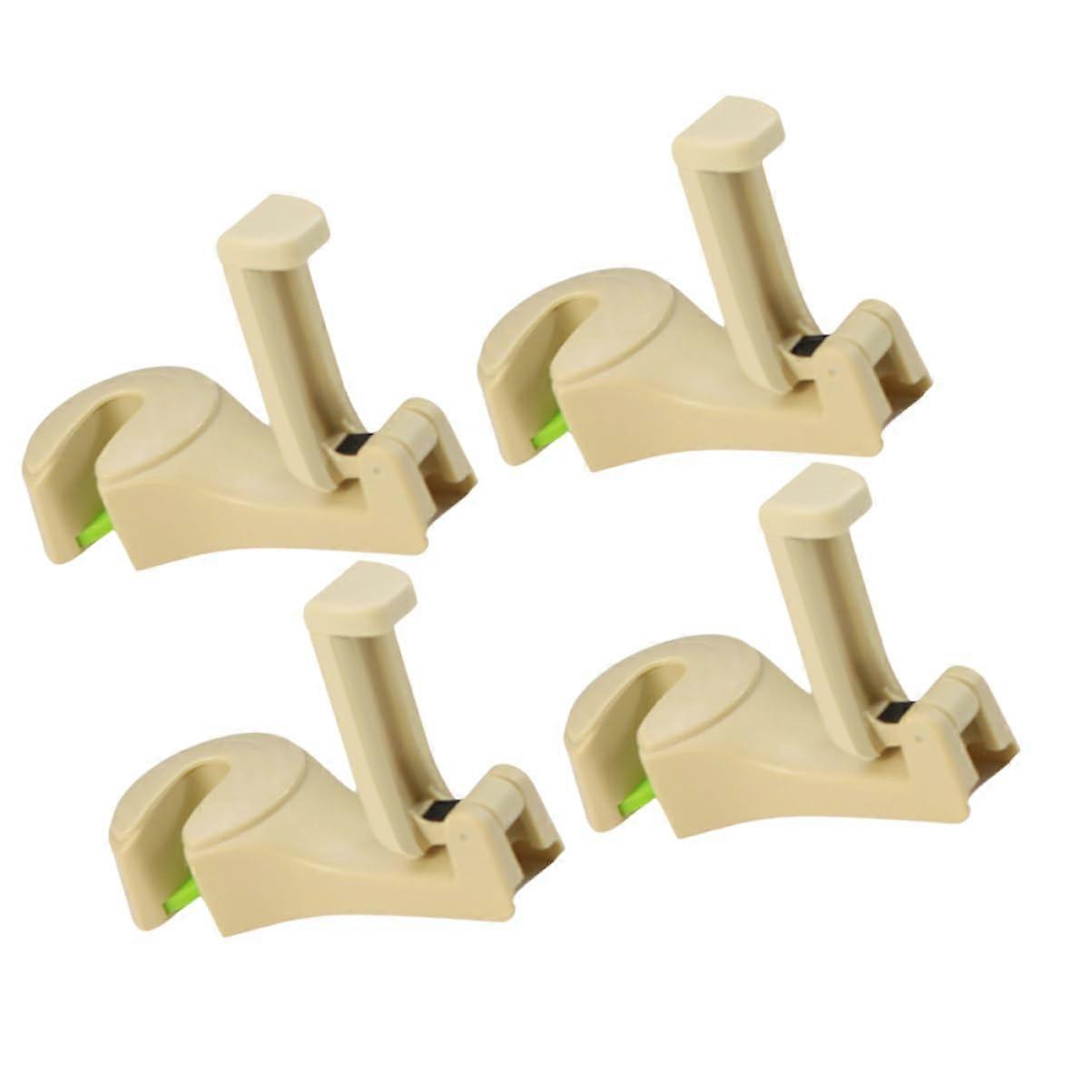 4Piece Multifunctional Car Seat Hooks Beige Rear Seat Headrest Organizer
