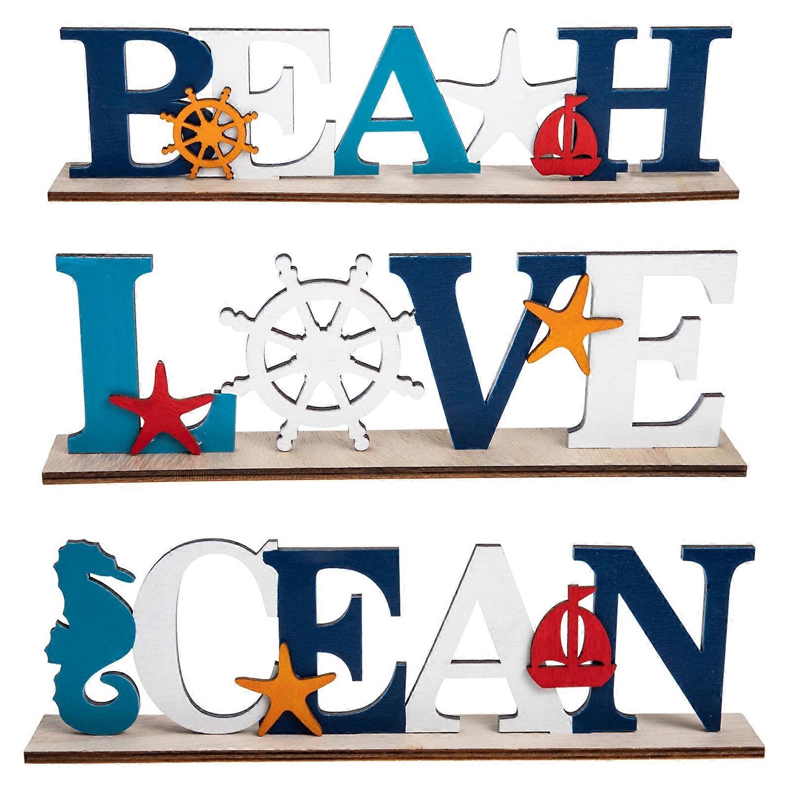 棚の装飾品木製アルファベット装飾オフィス装飾シンプルなデザインカラフル29.00X7.00X3.50cm 3個