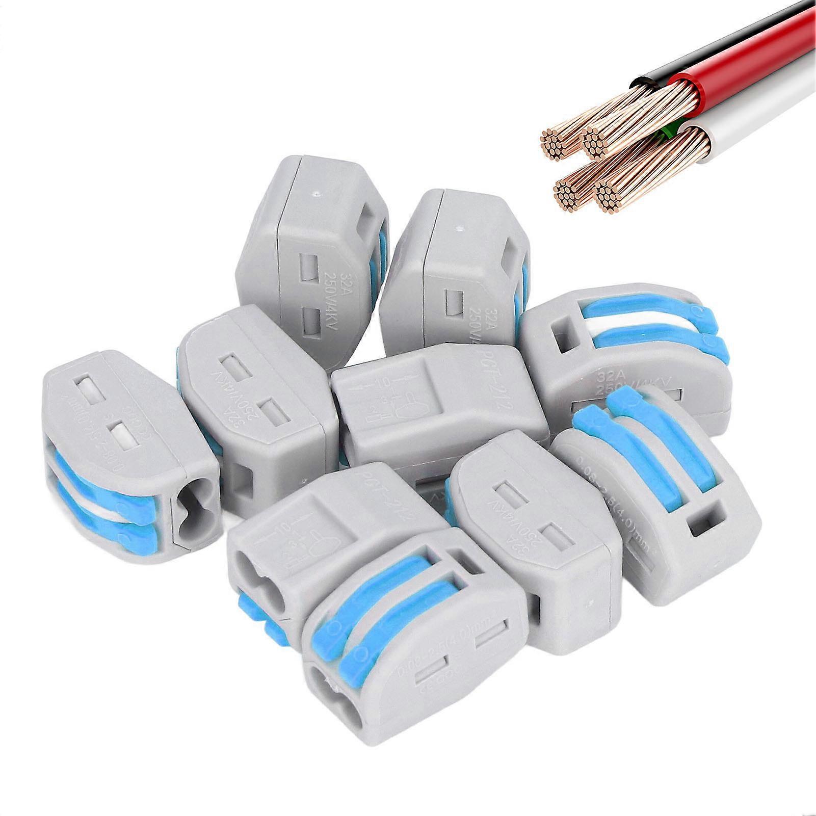 50Pcs Wire Conductor Connector 2 Port Lever Splicing Terminal Set Kit for WiringBlue 