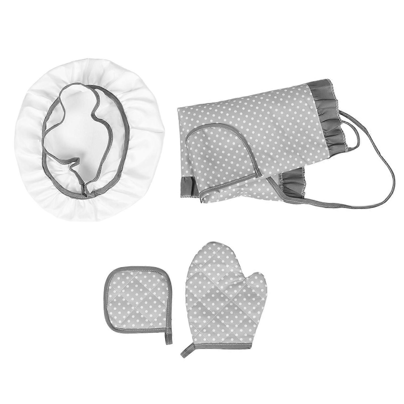 Kids Cooking Apron Set with Hat in Grey Cloth Encourages Creativity and Role Play for Kids Use Size One Size Fits Most